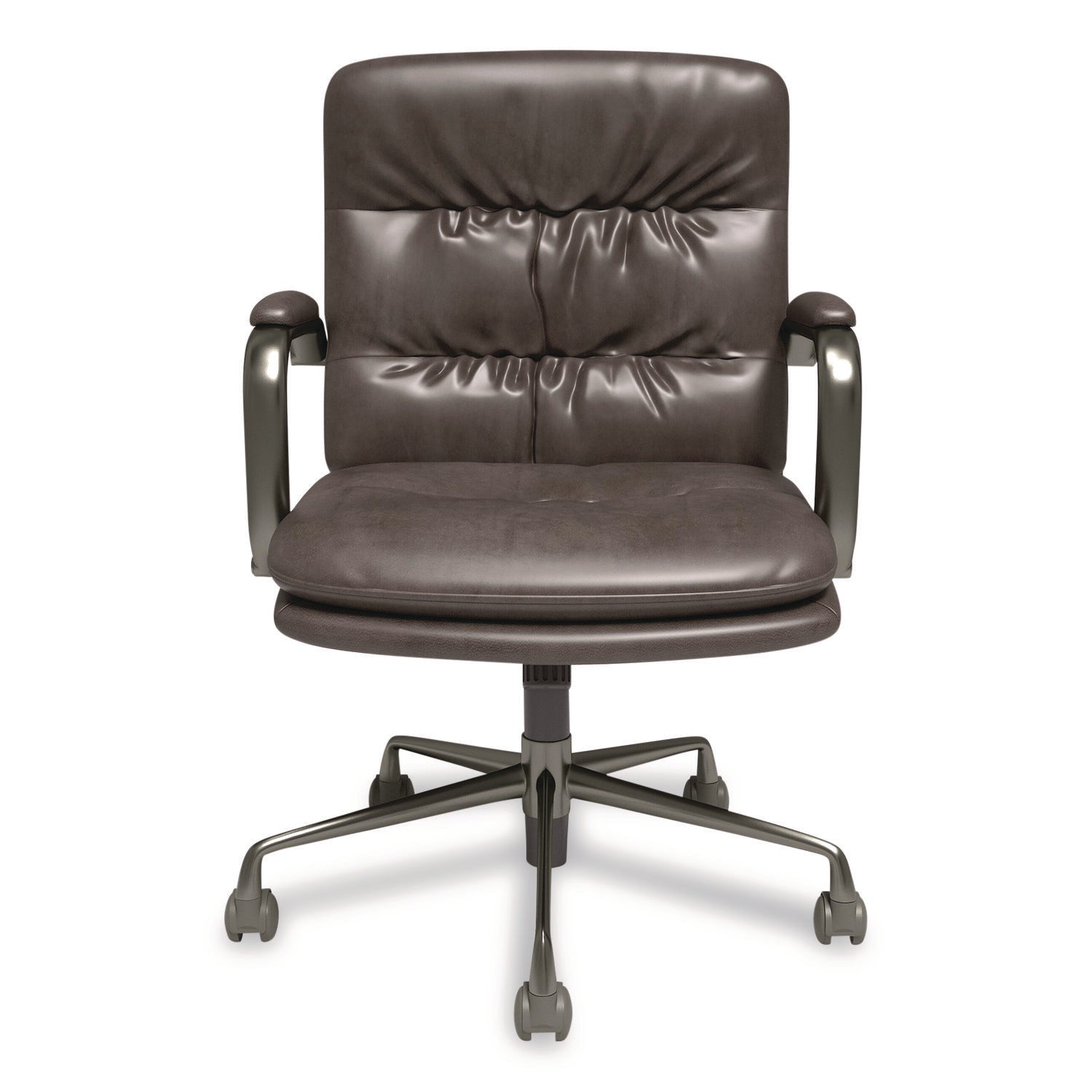 Union & Scale™ Industria 3-40C Bonded Leather Swivel Manager Chair, Supports Up to 275 lbs, 18.31" to 22.05" Seat Height, Gray Seat/Back