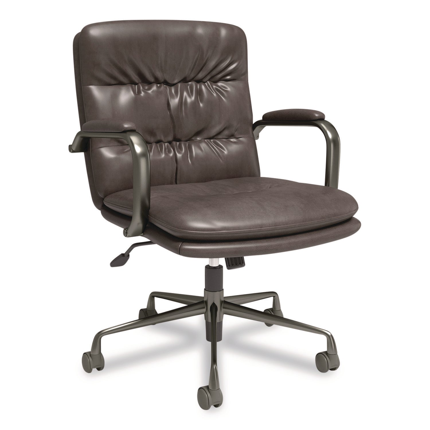 Union & Scale™ Industria 3-40C Bonded Leather Swivel Manager Chair, Supports Up to 275 lbs, 18.31" to 22.05" Seat Height, Gray Seat/Back
