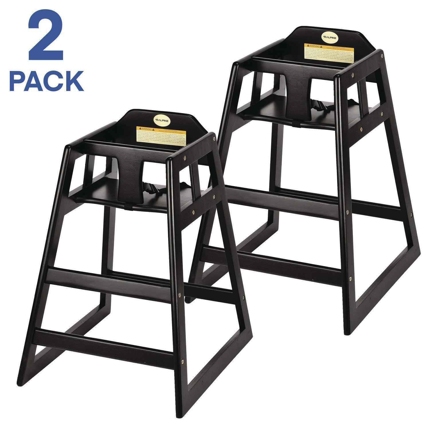 Alpine Industries Wooden Stackable High Chair, Supports Up to 50 lbs, 29.02" h, Espresso, 2/Pack