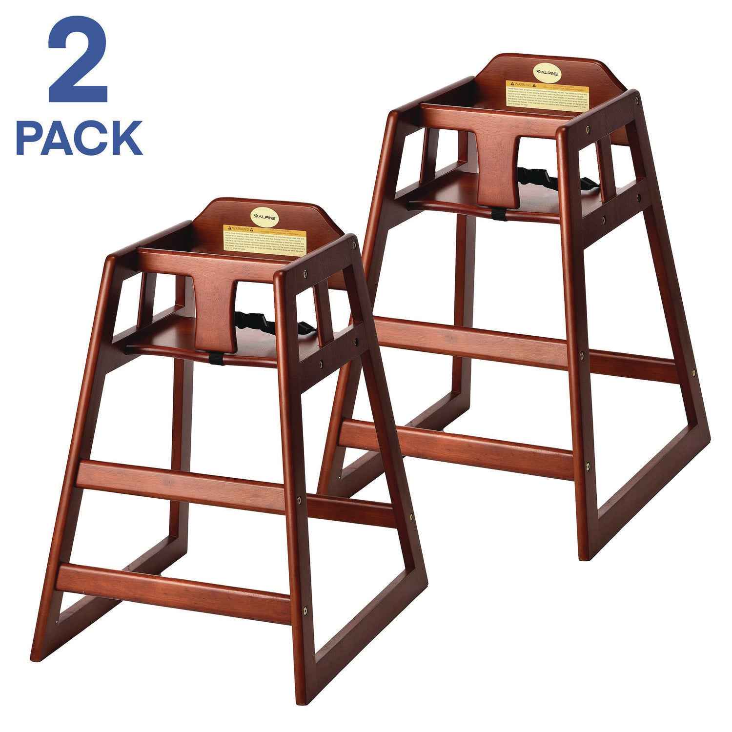 Alpine Industries Wooden Stackable High Chair, Supports up to 50 lbs, 29.02" h, Mahogany, 2/Pack