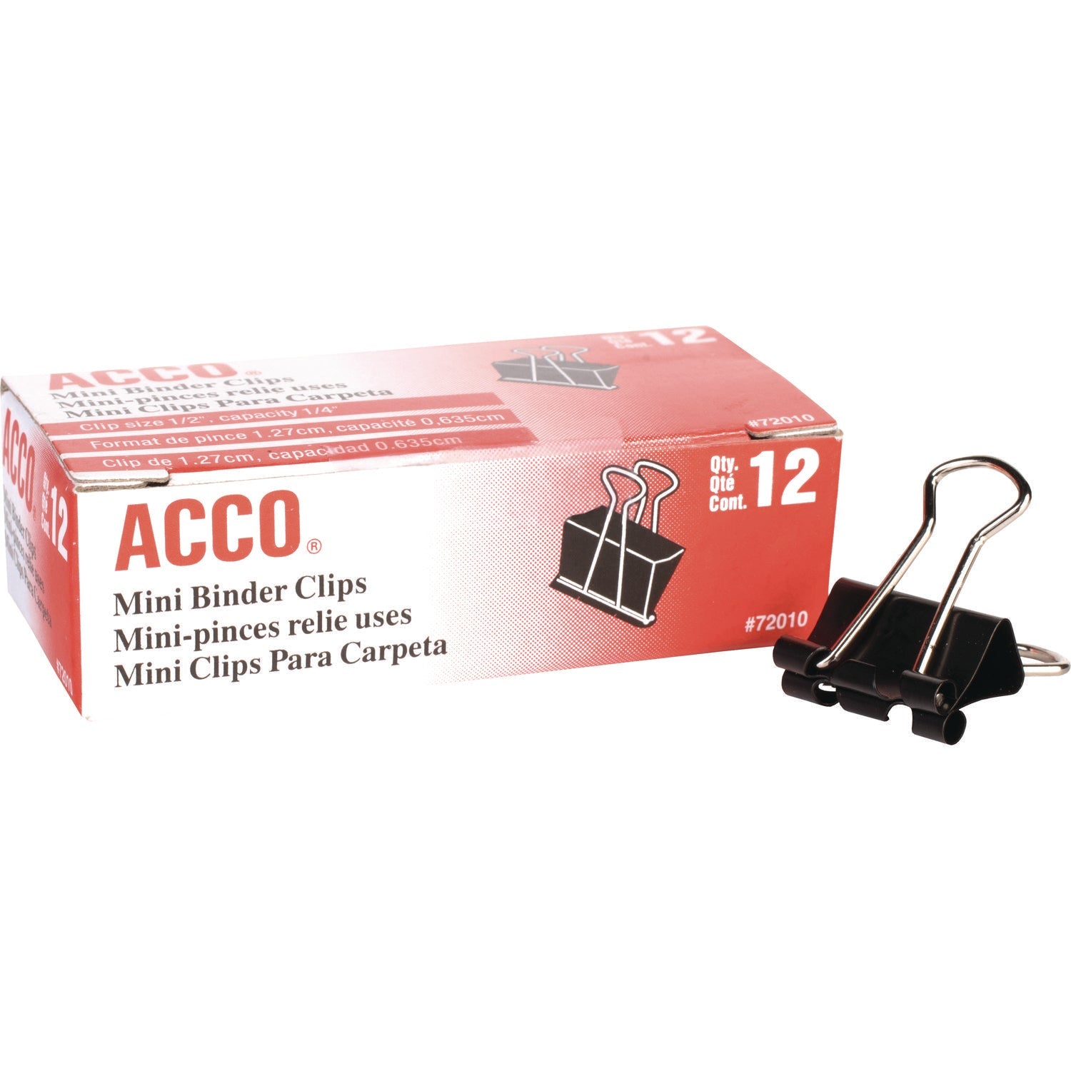 ACCO Binder Clips, Mini, Black/silver, Dozen