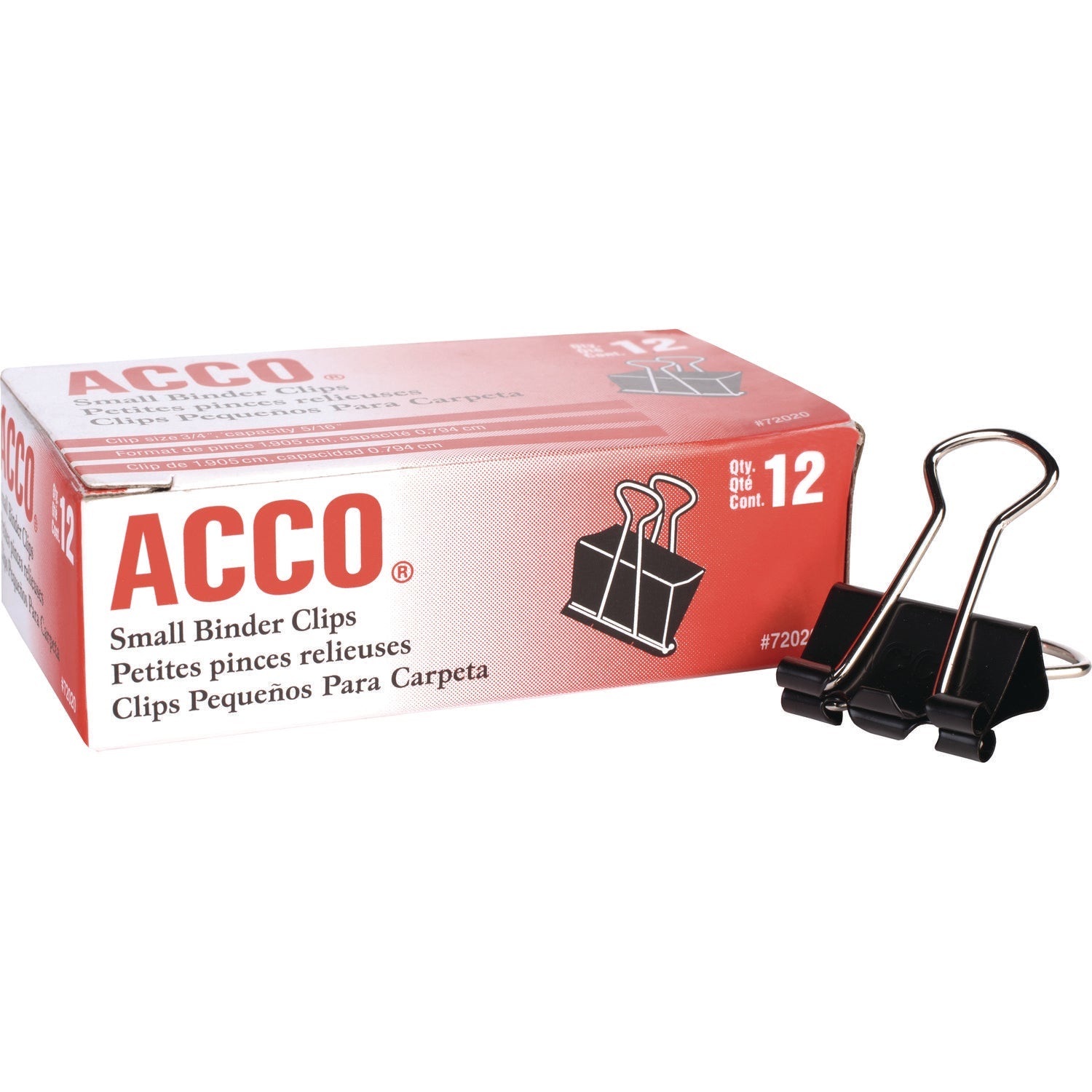 ACCO Binder Clips, Small, Black/silver, Dozen