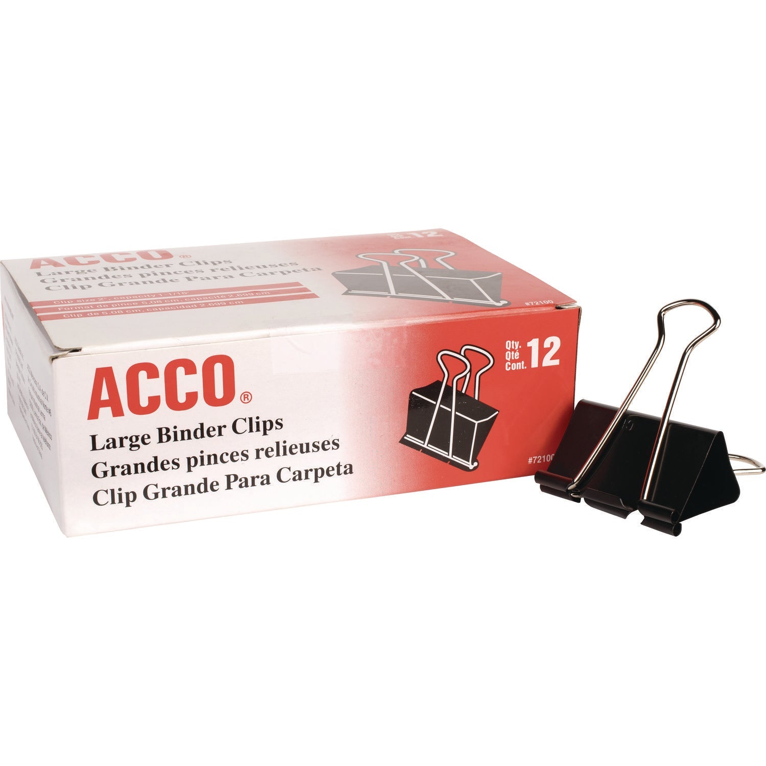 ACCO Binder Clips, Large, Black/silver, Dozen