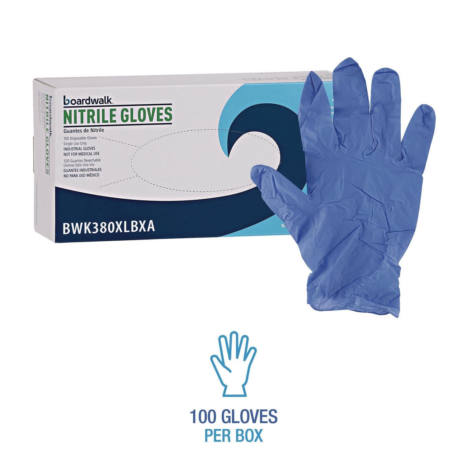 Boardwalk® Disposable General-Purpose Nitrile Gloves, X-Large, Blue, 4 mil, 100/Box