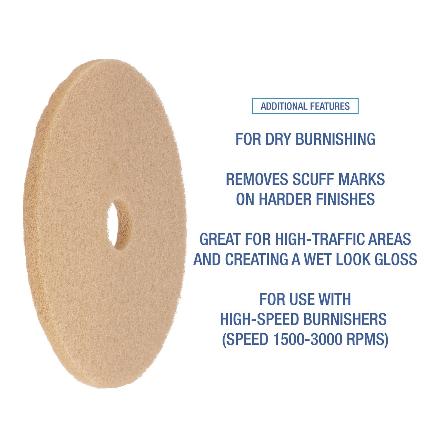 Boardwalk® Burnishing Floor Pads, 19" Diameter, Tan, 5/carton - Bloom Skins