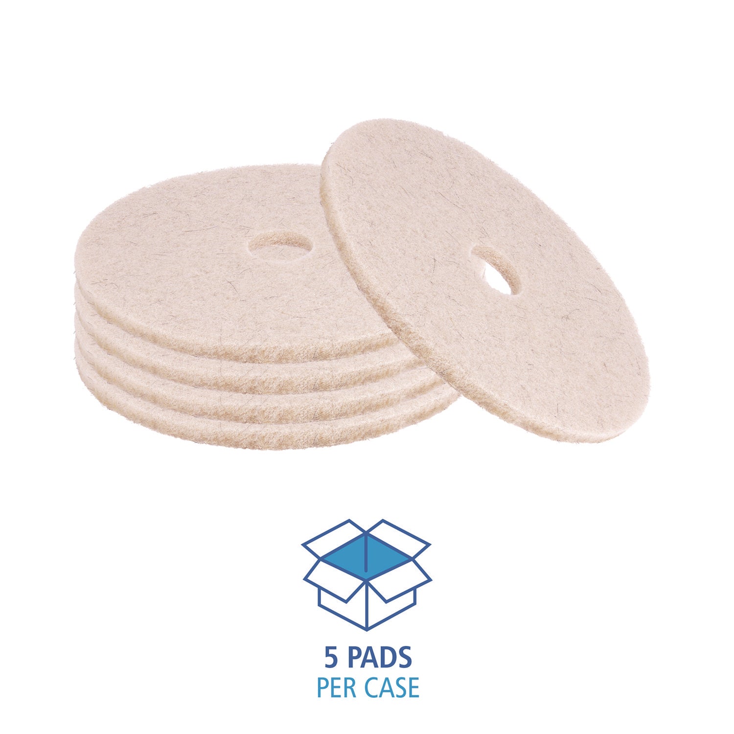 Boardwalk® Natural Hog Hair Burnishing Floor Pads, 21" Diameter, Tan, 5/carton
