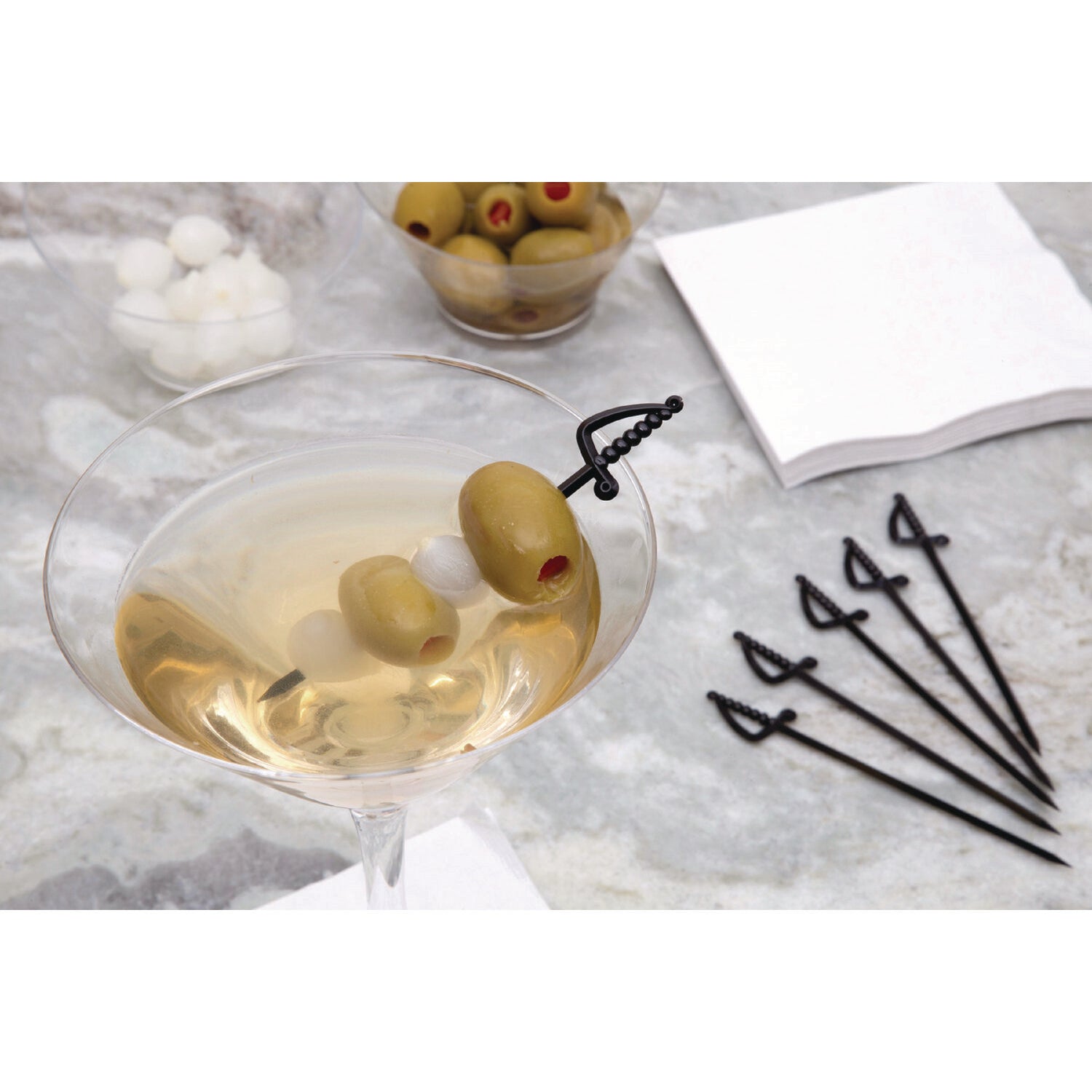 AmerCareRoyal® Sword Picks, Plastic, 6", Black, 1,000/Box, 10 Boxes/Carton - Bloom Skins