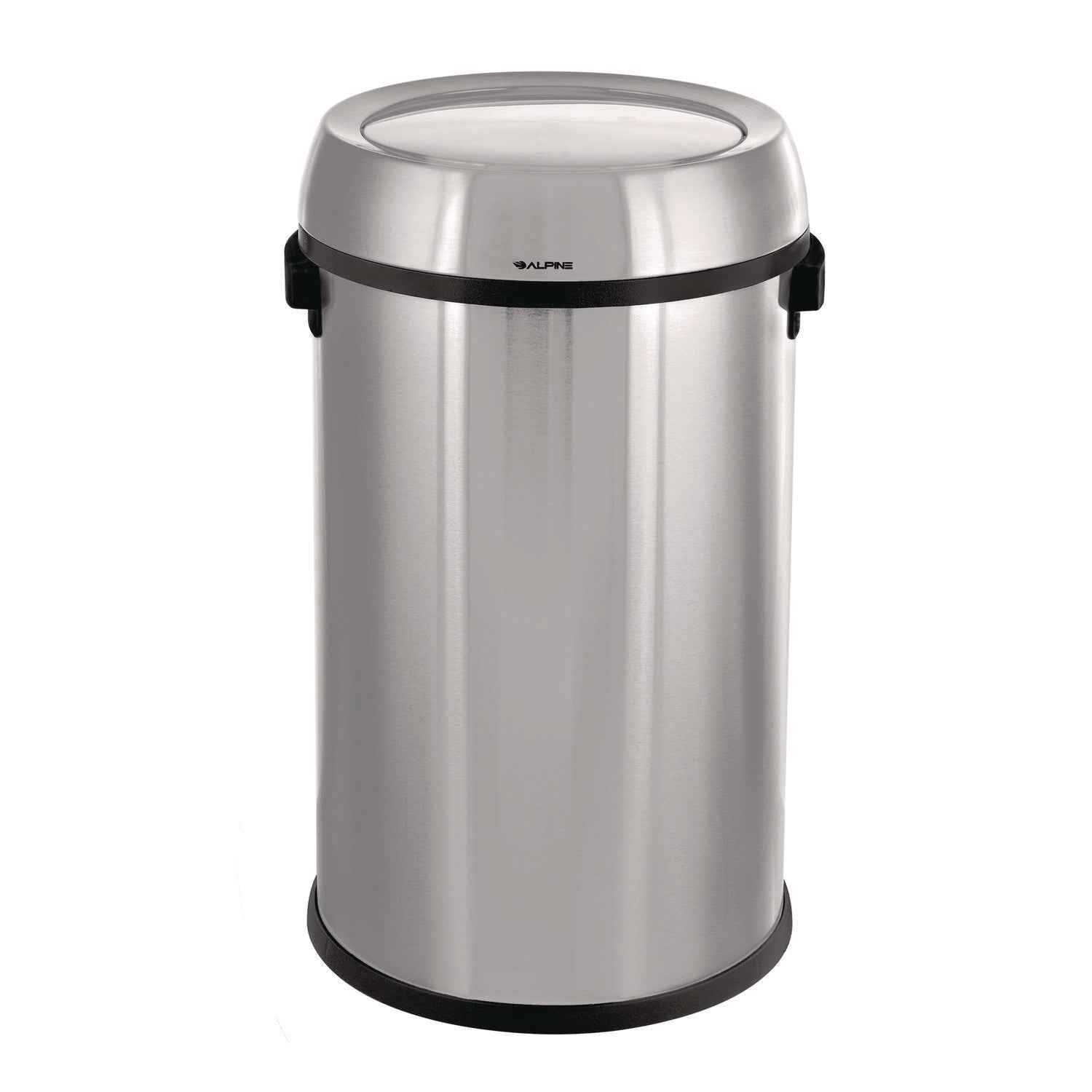 Alpine Industries 17 Gallon Stainless Steel Commercial Trash Can with Swing Lid