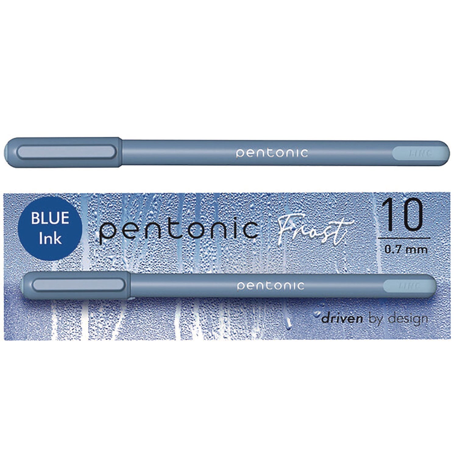 TOPS™ PENTONIC Gel Pen, Stick, Fine 0.7 mm, Blue Ink, Frosted Blue Barrel, 10/Pack