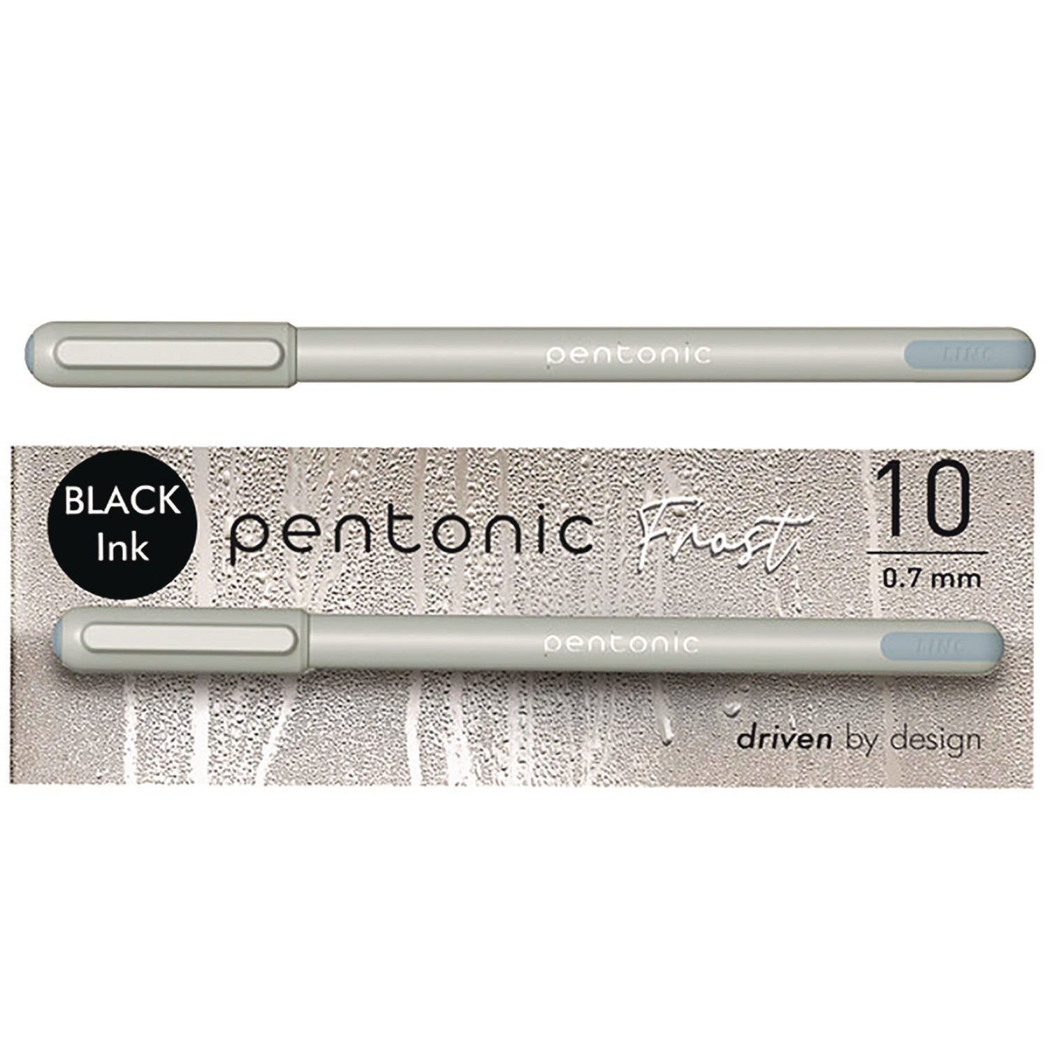 TOPS™ PENTONIC Gel Pen, Stick, Fine 0.7 mm, Black Ink, Pale Gray Barrel, 10/Pack