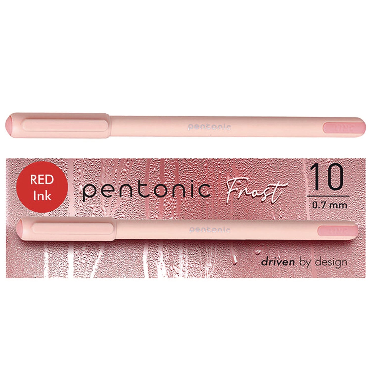 TOPS™ PENTONIC Gel Pen, Stick, Fine 0.7 mm, Red Ink, Pale Pink Barrel, 10/Pack