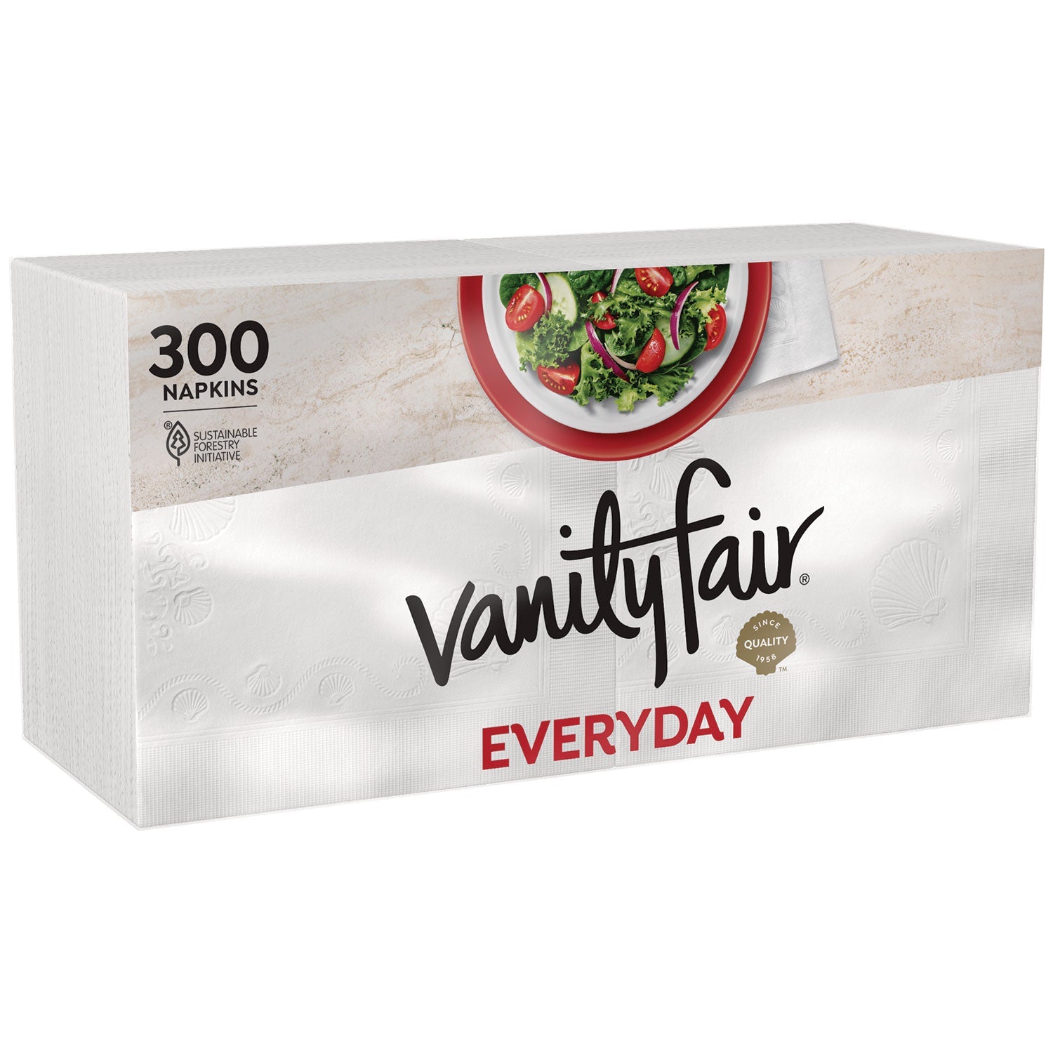 Vanity Fair® Everyday Casual Napkins, 2-Ply, 6 x 6.37, White, 300/Pack - Bloom Skins