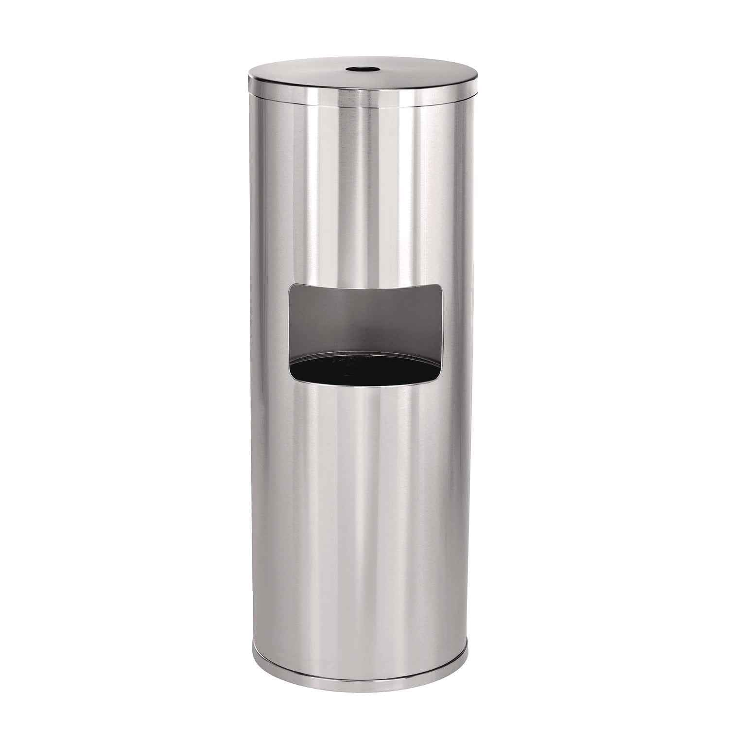 Alpine Industries Stainless Steel 7 Gal Trash Can with Gym Disinfecting Wipes Dispenser