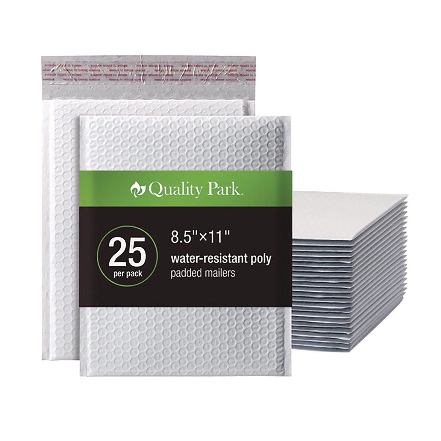 Quality Park™ Poly Bubble Mailers, #2, Barrier Bubble Cushion, Redi-Seal Adhesive Closure, 8.25 x 11, White, 25/Pack