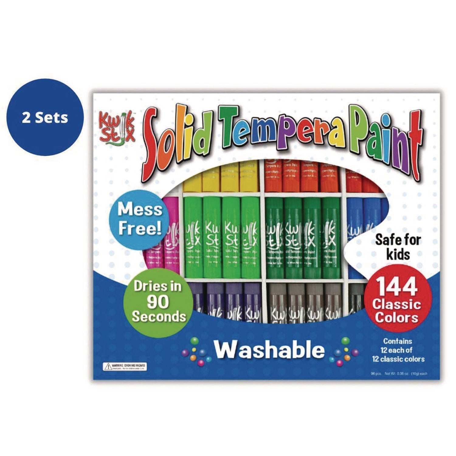 TPG Creations™ Kwik Stix Tempera Paint Set, 12 Assorted Classic Colors, 144/Pack, 2 Packs/Carton - Bloom Skins
