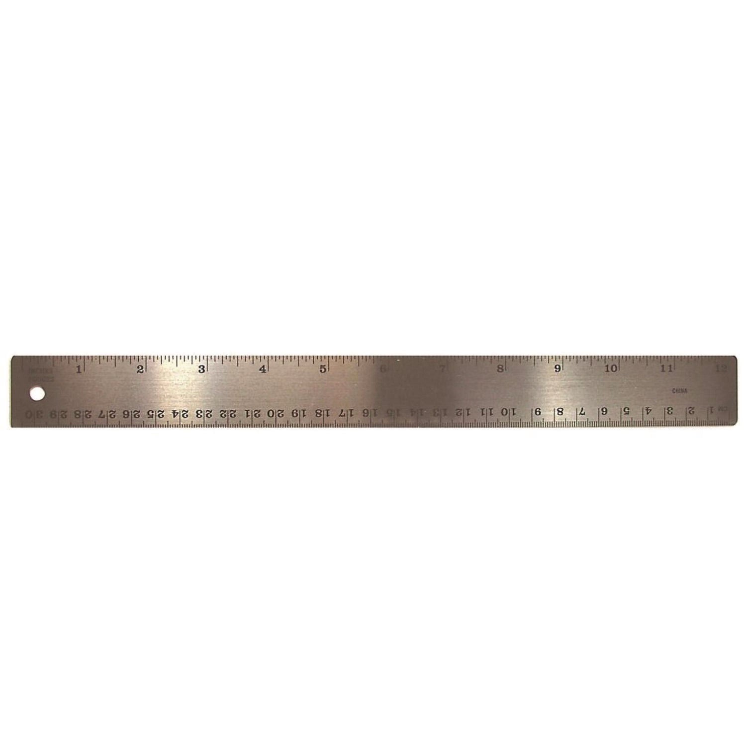 TPG Creations™ Stainless Steel Ruler, Standard/Metric, 12" Long, Silver, 72/Carton