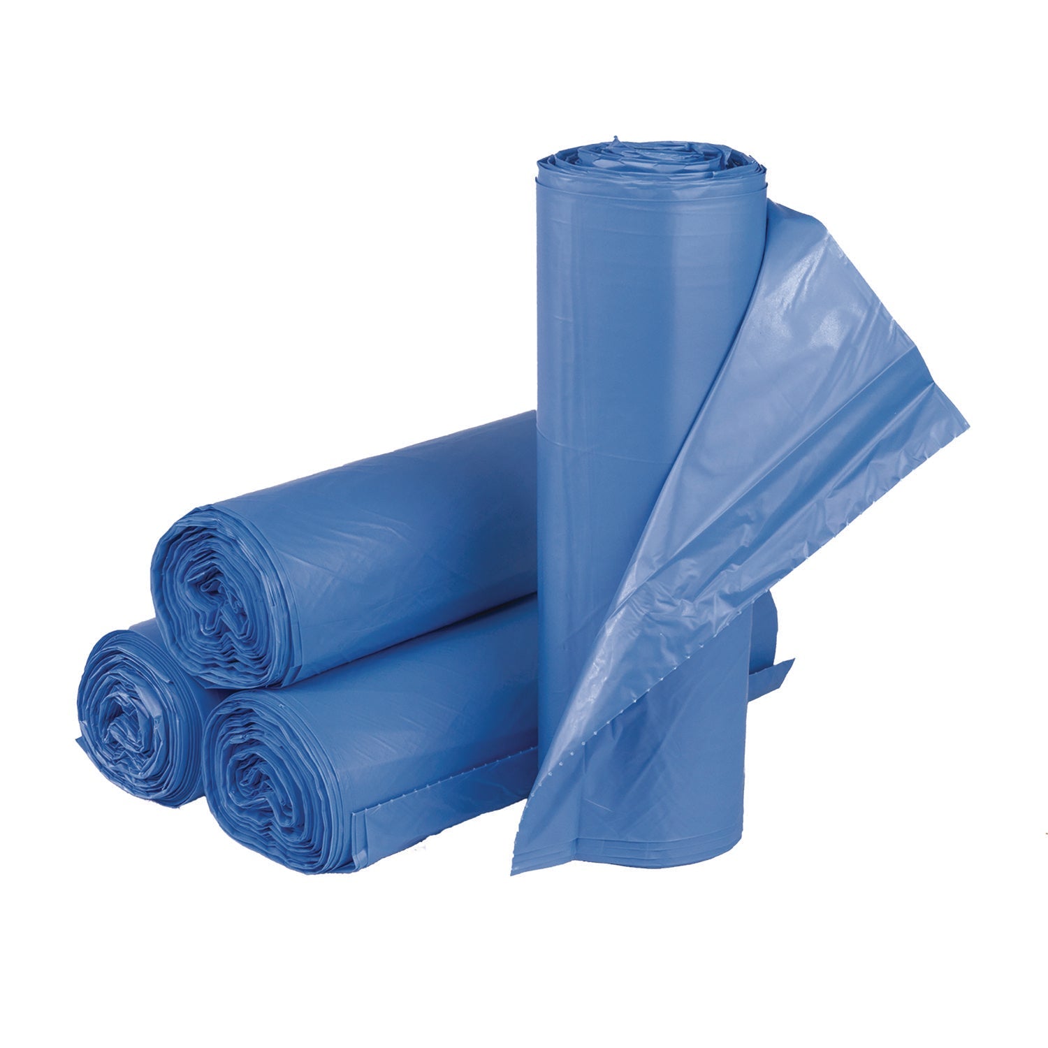 Inteplast Group High-Density Commercial Can Liners, 60 gal, 18 mic, 40" x 48", Blue, 200/Carton