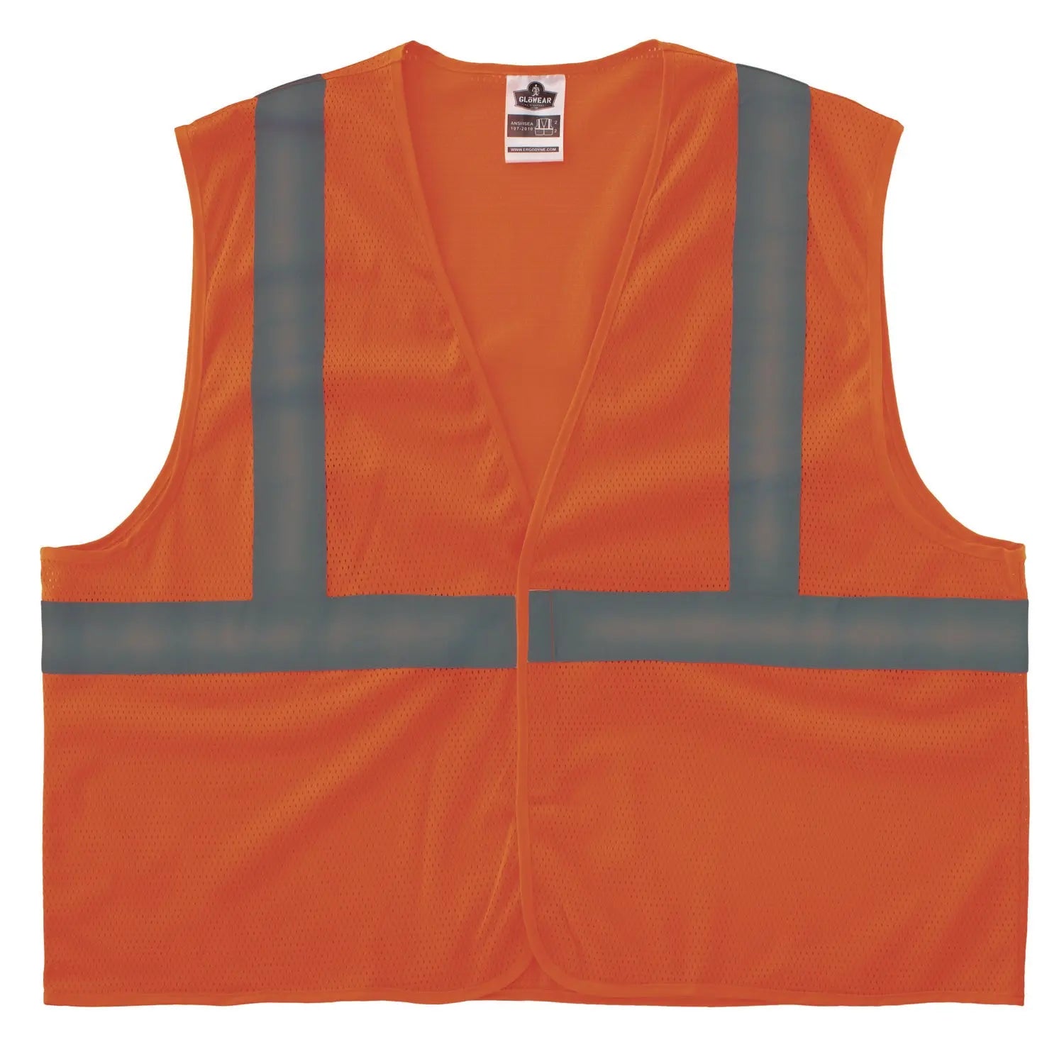 ergodyne® GloWear 8205HL-ECO Class 2 Recycled Hi-Vis Vest, Mesh, Polyester, 2X-Large/3X-Large, Orange