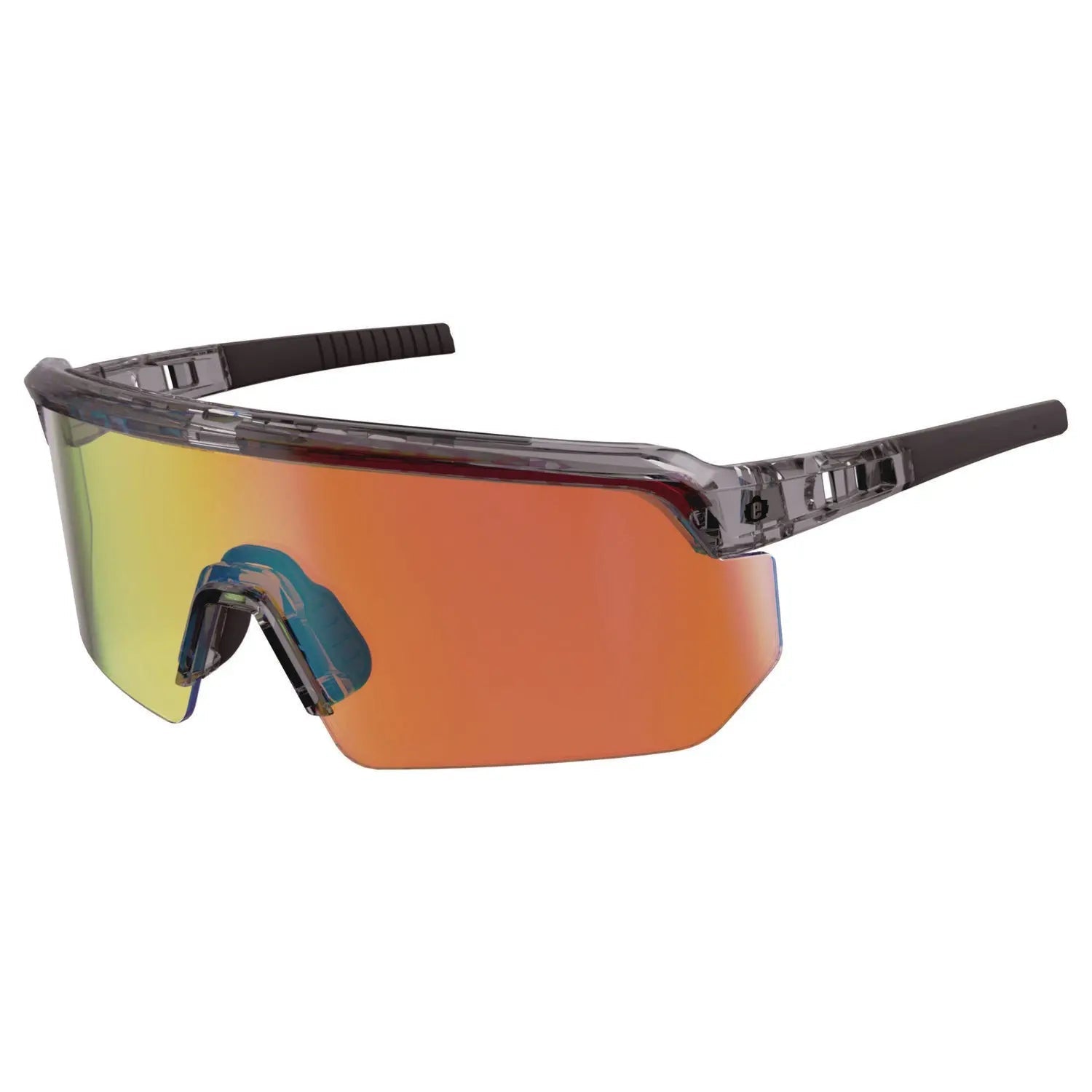 ergodyne® Skullerz AEGIR-AFASPM Anti-Scratch and Enhanced Anti-Fog Safety Glasses, Clear Smoke Frame, Orange Mirror Polycarb Lens