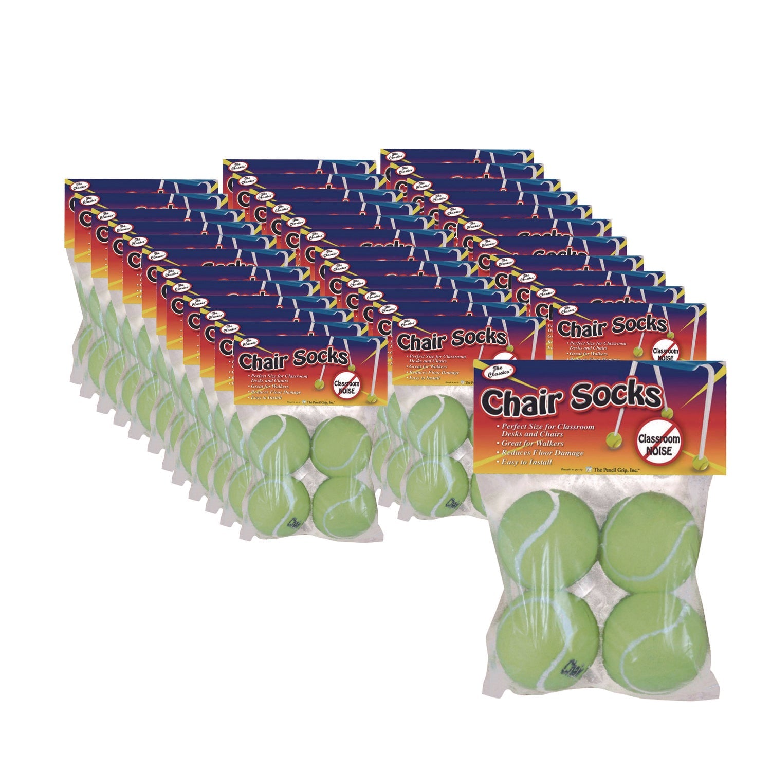 TPG Creations™ Chair Sox, 2.5", Yellow Felt/Rubber, 4/Pack, 36 Packs/Carton