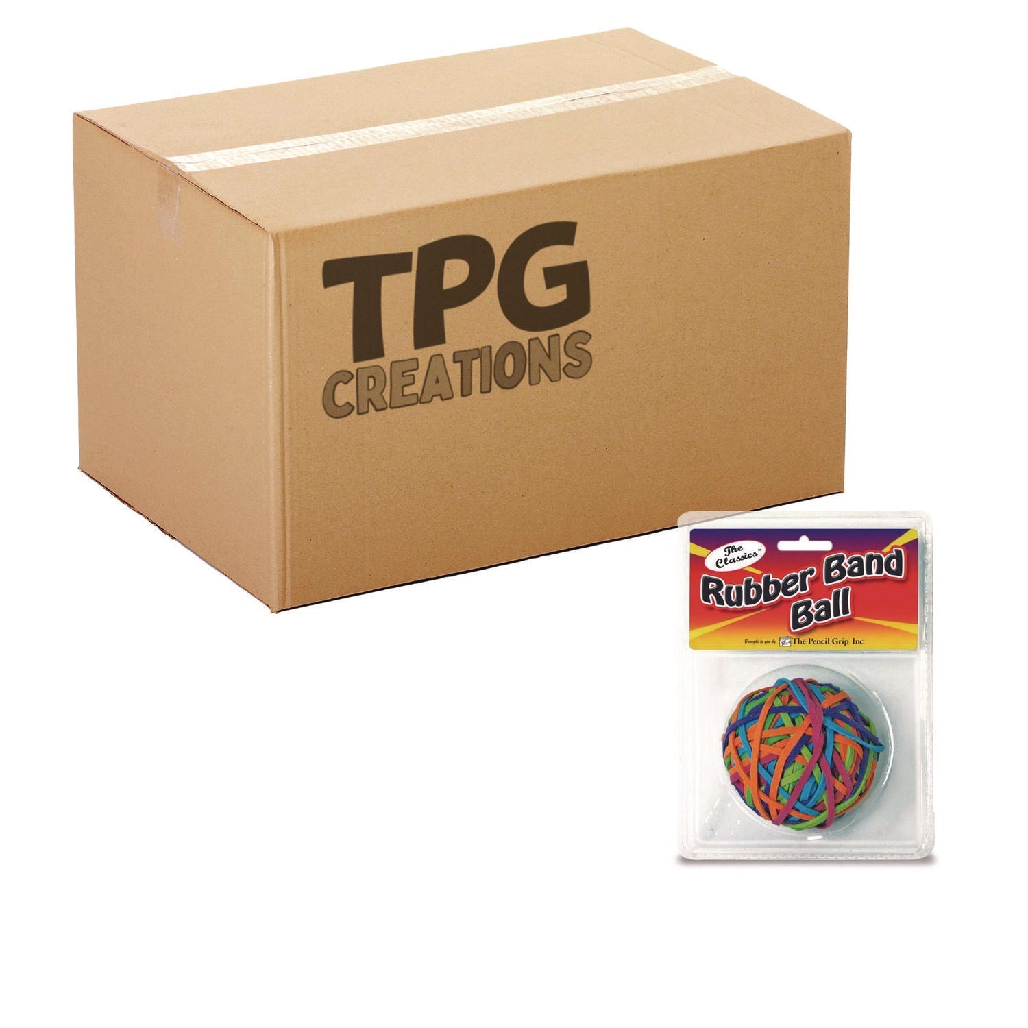 TPG Creations™ Rubber Band Ball, 2.5" Diameter, Assorted Colors, 250 Bands/Ball, 36/Carton