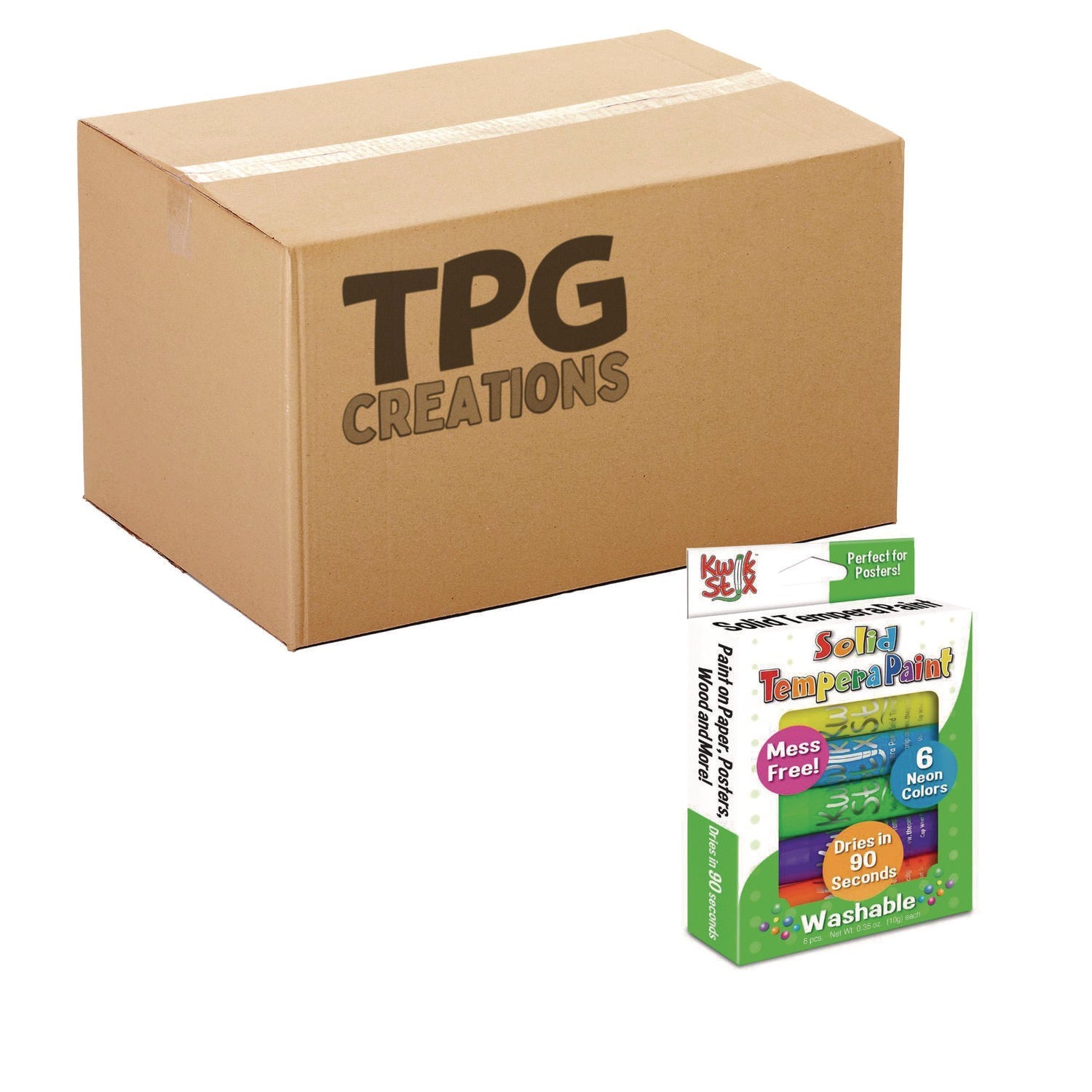 TPG Creations™ Kwik Stix Tempera Paint Set, 6 Assorted Neon Colors, 6/Set, 24 Sets/Carton