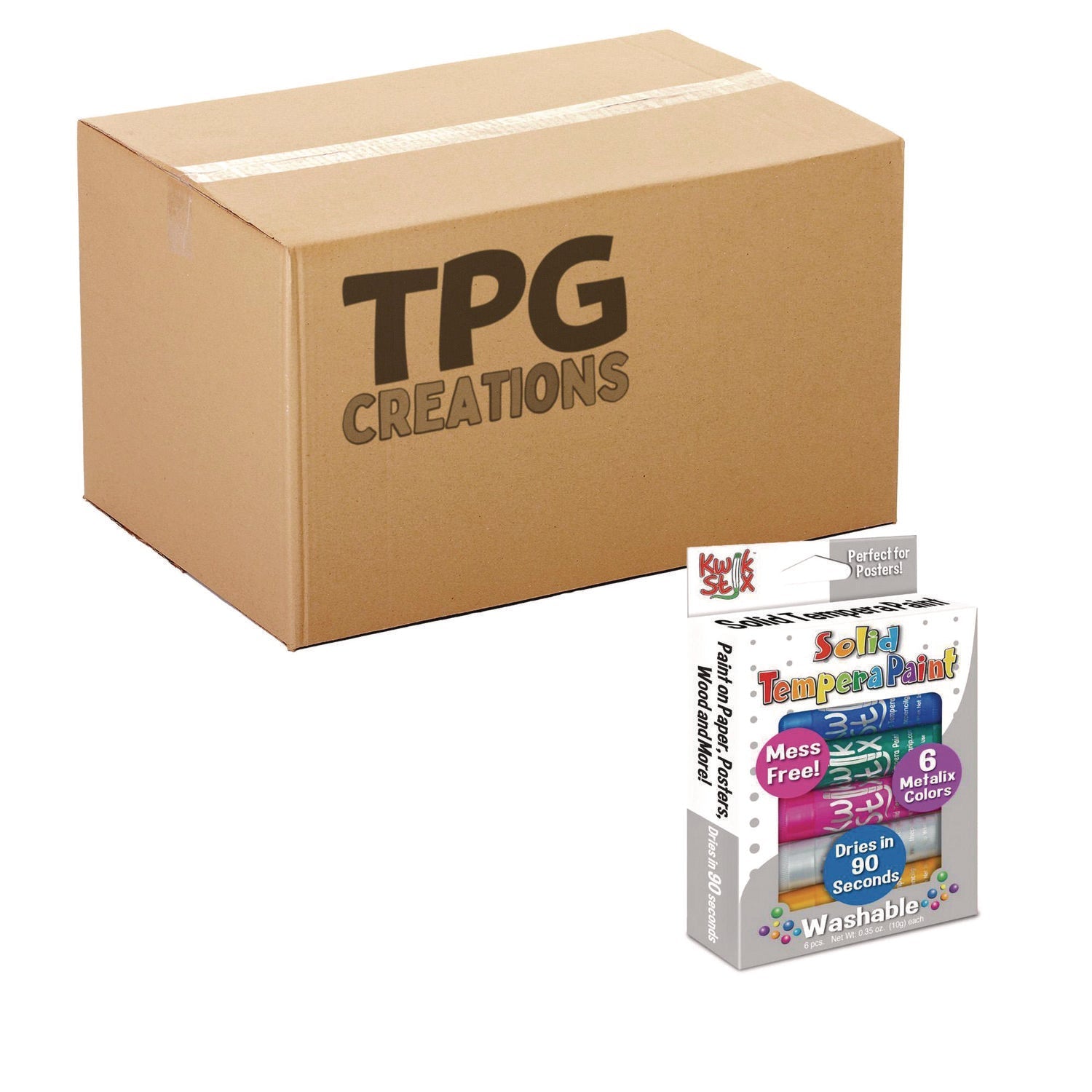TPG Creations™ Kwik Stix Tempera Paint Set, 6 Assorted Metallic Colors, 6/Set, 24 Sets/Carton