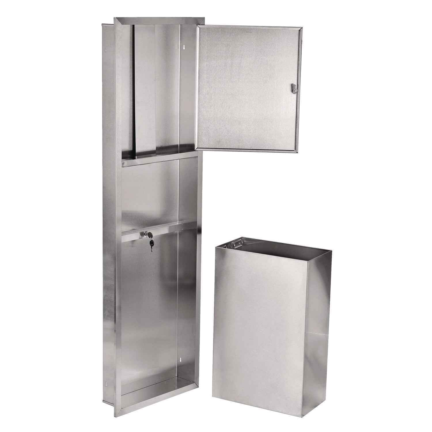 Alpine Industries Stainless Steel Recessed Paper Towel Dispenser with Waste Receptacle, 56 x 4 x 17