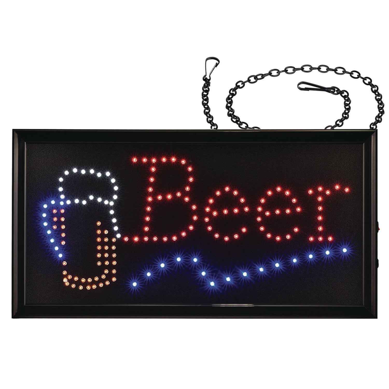 Alpine Industries LED Rectangular Beer Sign, 19 x 10, Black Frame, Blue/Green/Orange/Red/White Graphics