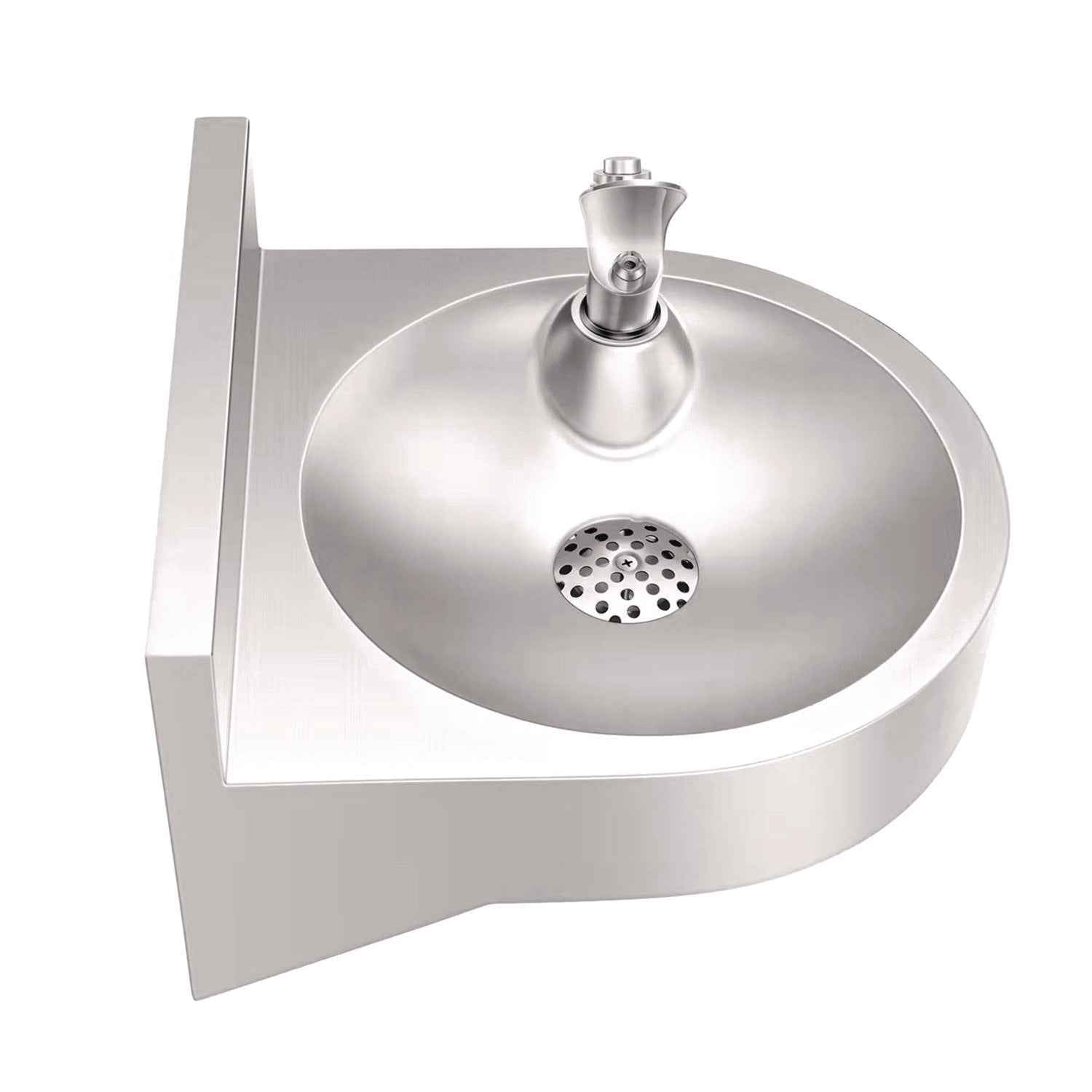 Alpine Industries Wall-Mounted Indoor/Outdoor Water Fountain, Single-Level, Non-Filtered, Non-Refrigerated, Silver