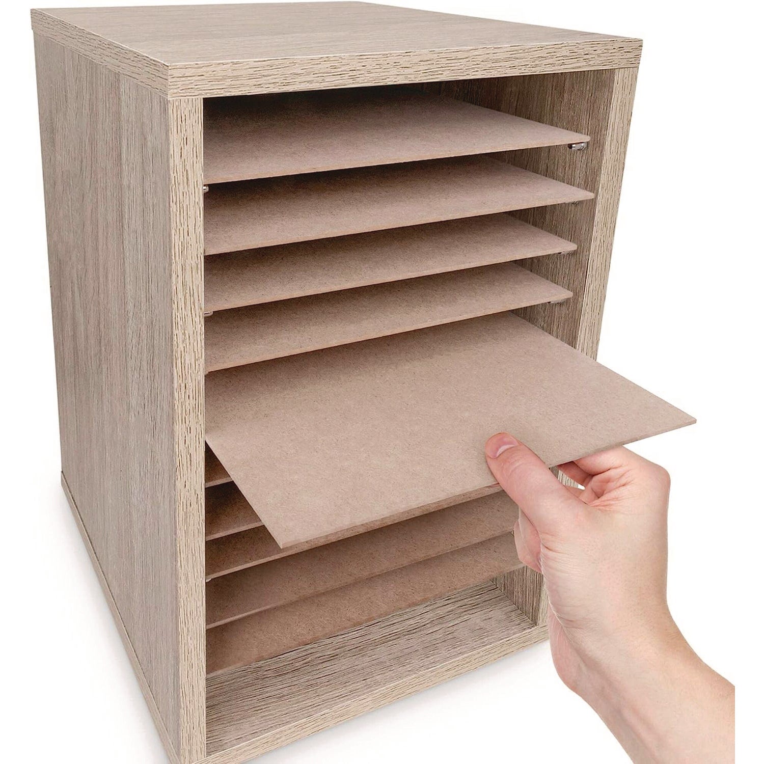 AdirOffice 11 Compartment Wood Mail Paper Sorter Literature Organizer, 11 Sections, Letter Size, 10.75 x 11.75 x 16.2, Medium Oak