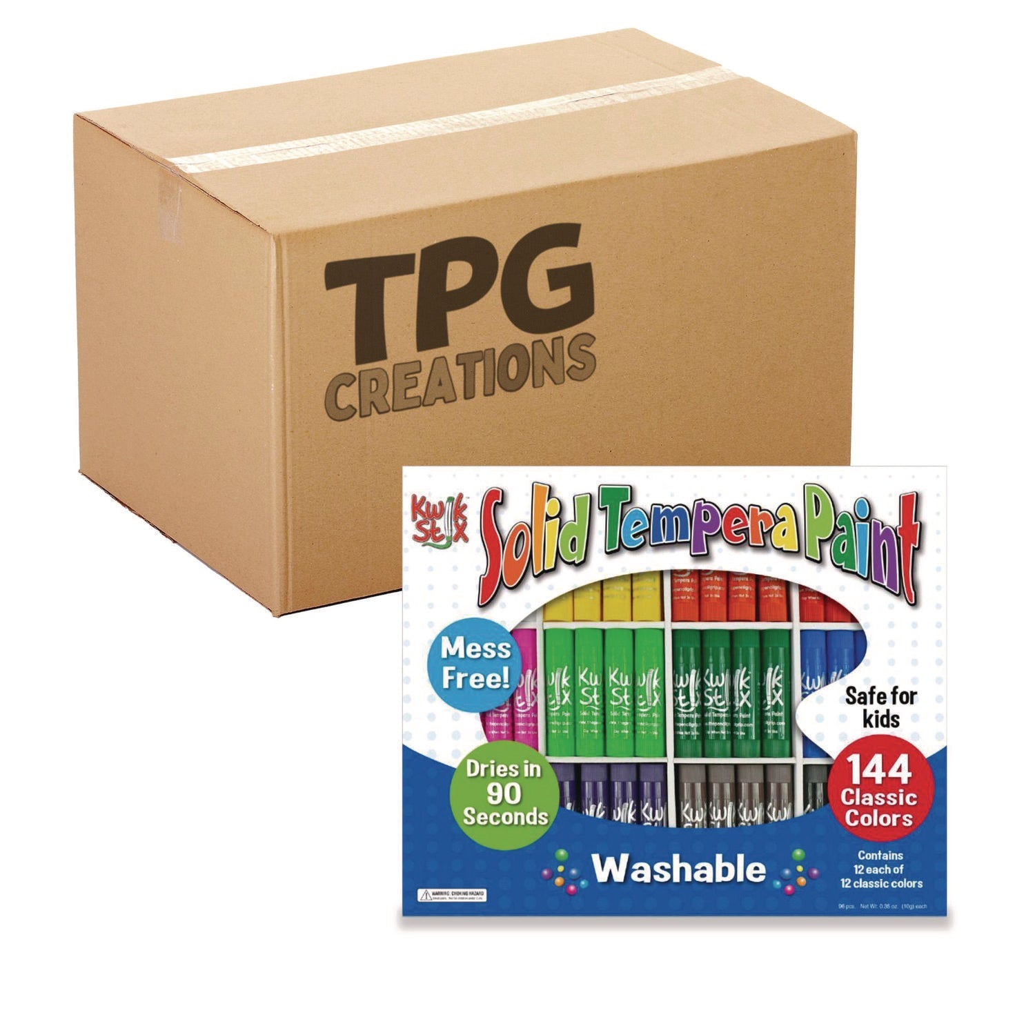 TPG Creations™ Kwik Stix Tempera Paint Set, 12 Assorted Classic Colors, 144/Pack, 2 Packs/Carton - Bloom Skins