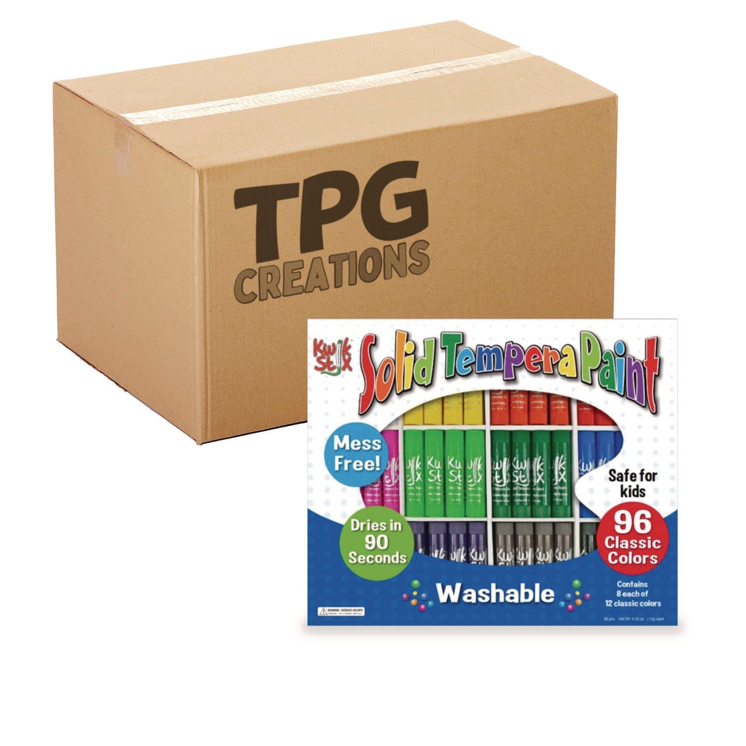 TPG Creations™ Kwik Stix Tempera Paint Set, 12 Assorted Colors, 96/Pack, 2 Packs/Carton
