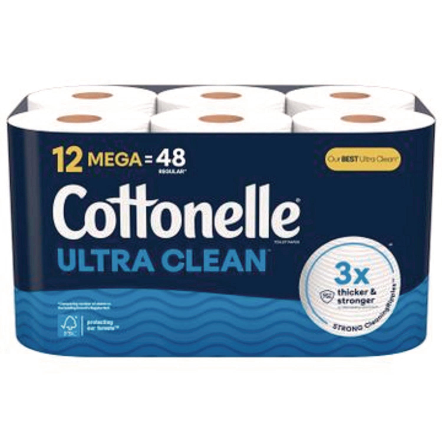 Cottonelle® Ultra CleanCare Toilet Paper, Strong Bath Tissue, Septic Safe, 1-Ply, White, 284 Sheets/Roll, 12 Rolls/Pack, 4 Packs/Carton