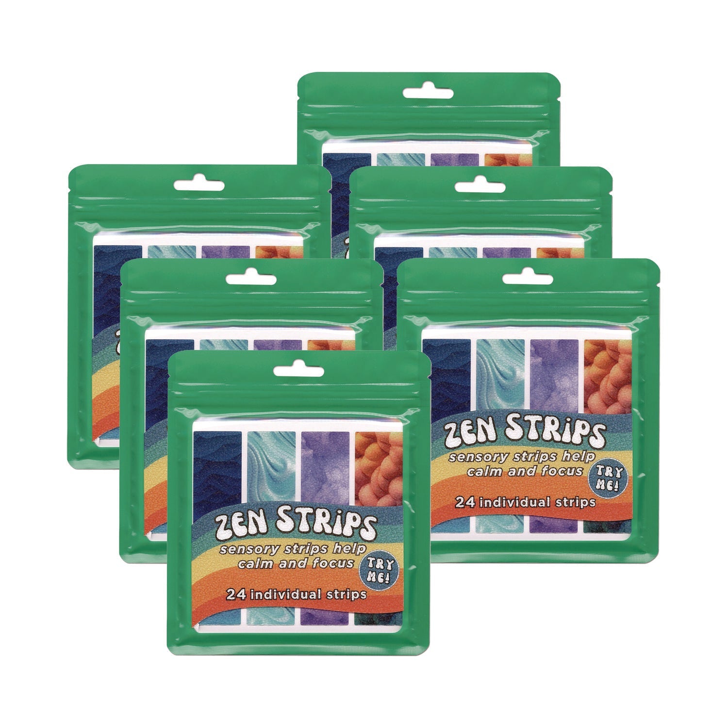 TPG Creations™ Zen Strips, Sandy Gradient Classpack, Assorted Colors, 24/Set, 6 Sets/Carton