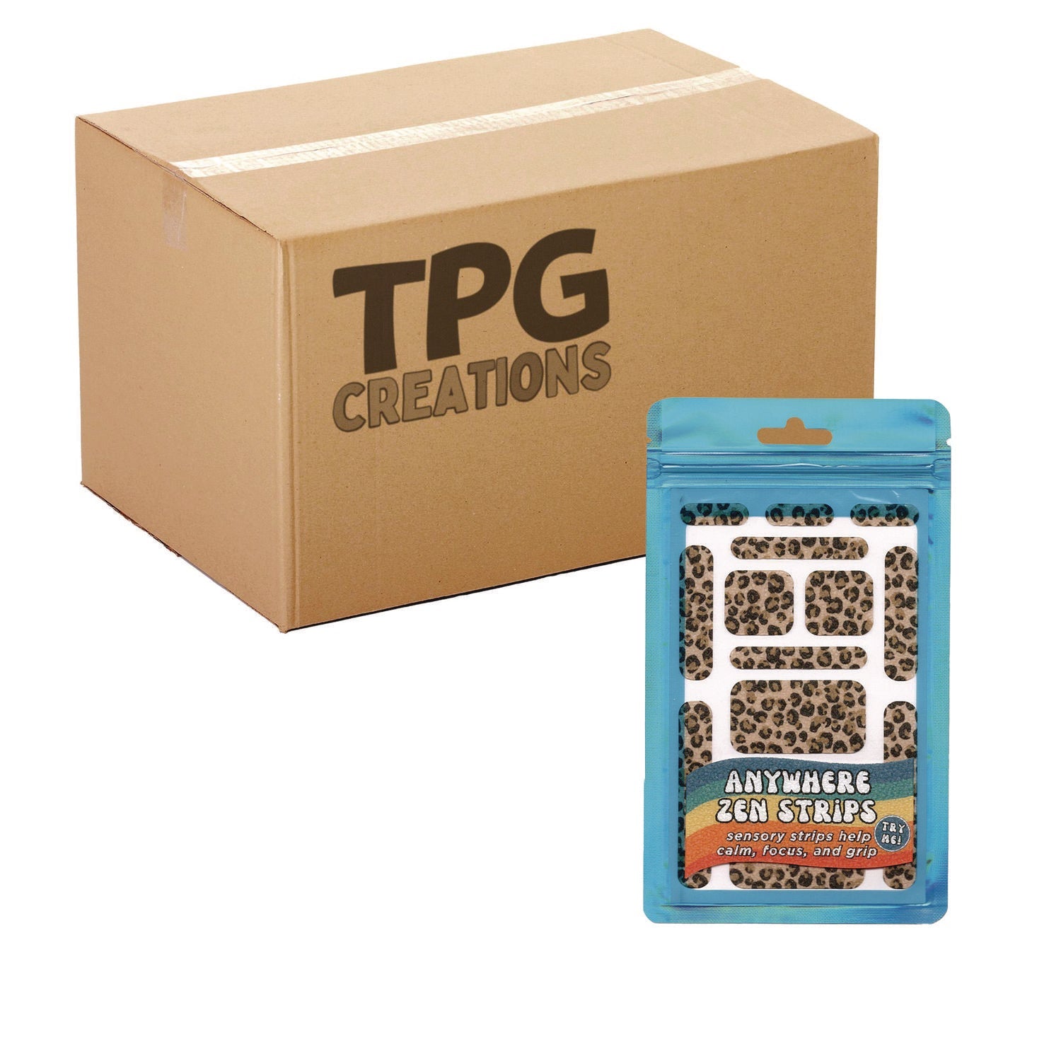 TPG Creations™ Anywhere Zen Strips, Sandy Cheetah Print, Assorted Colors, 13/Set, 24 Sets/Carton