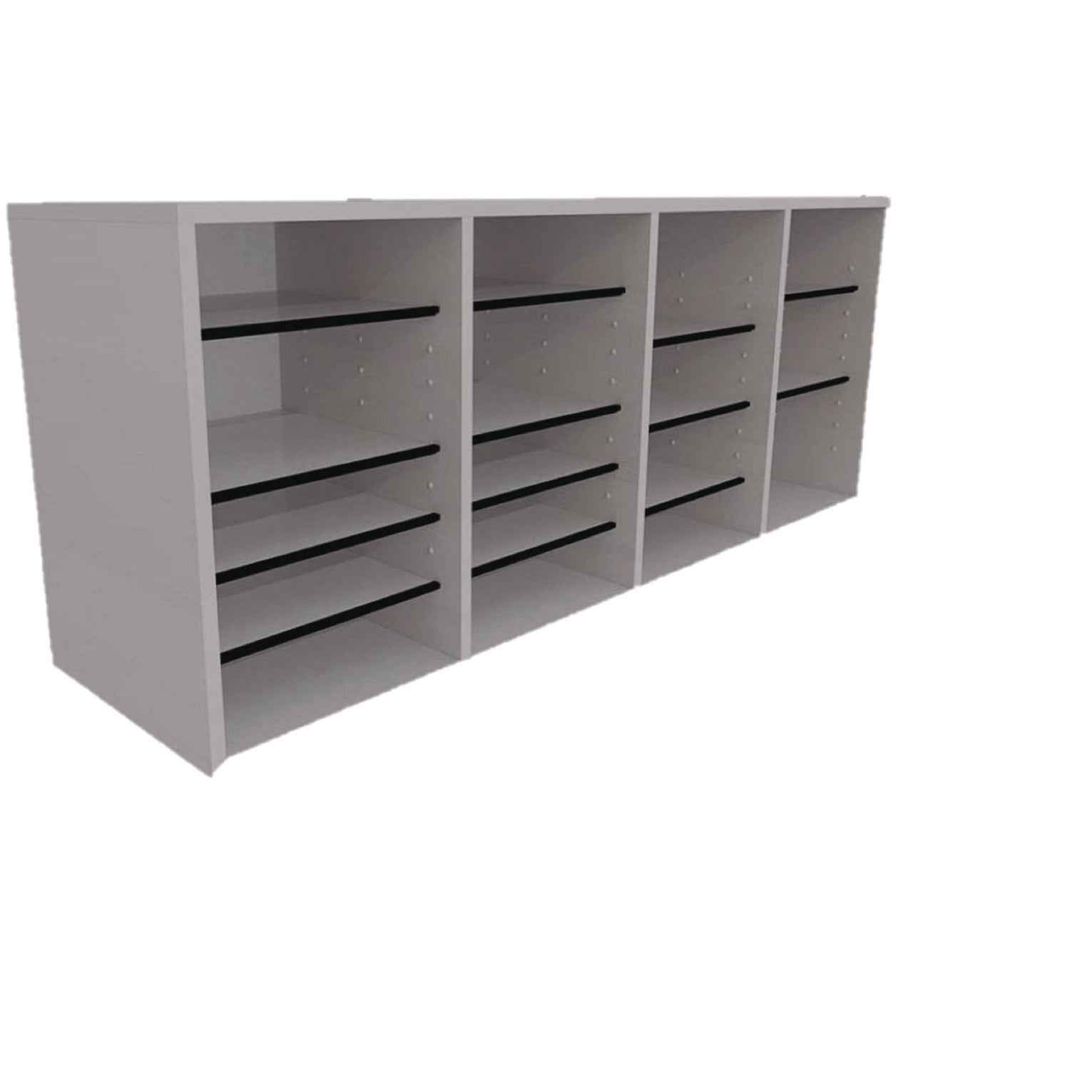 AdirOffice Wood Adjustable 24 Compartment Literature Organizer, 24 Sections, Letter Size, 39.3 x 11.8 x 16.3, White