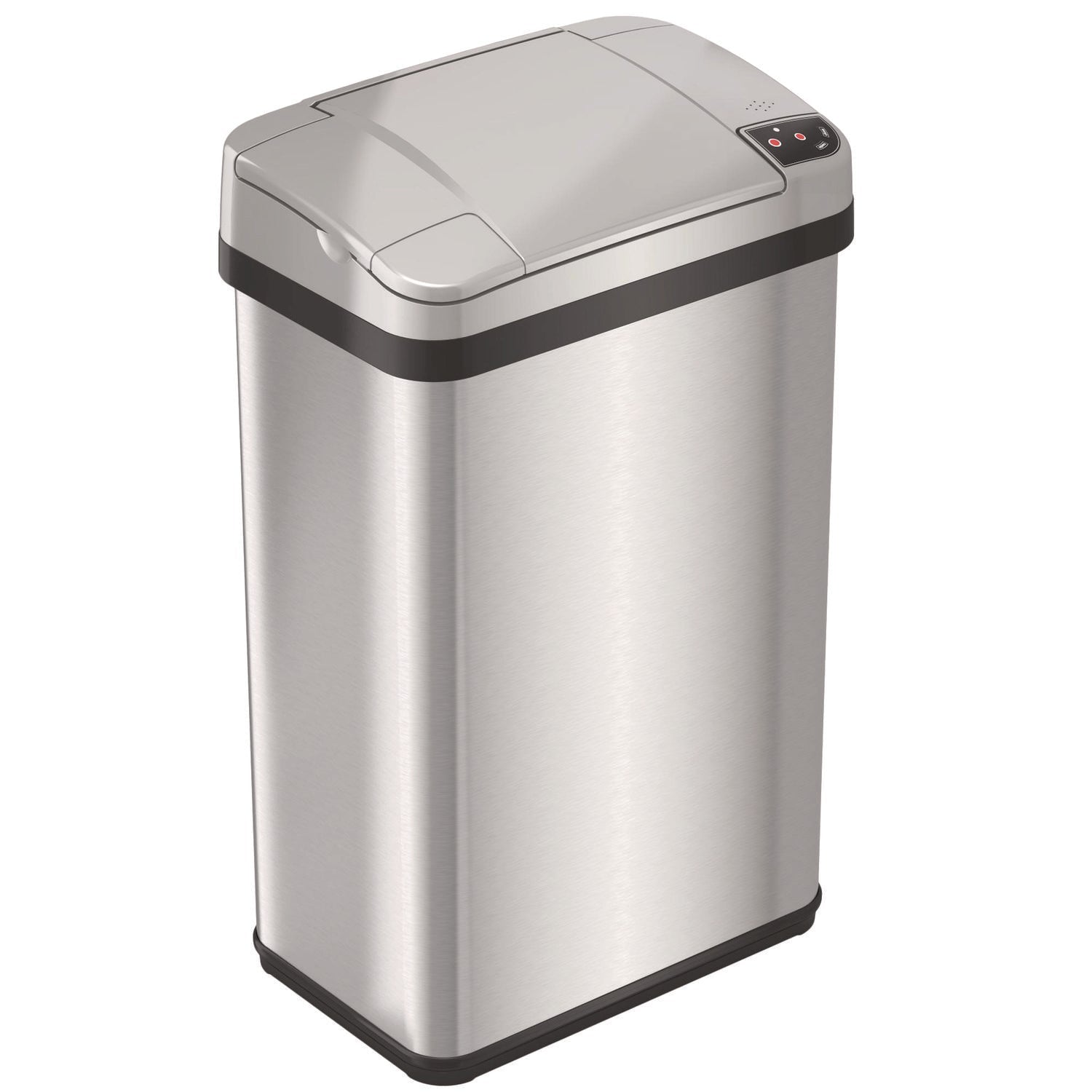 HLS Commercial® Rectangular Sensor Trash Can, 4 gal, Plastic/Stainless Steel, Silver