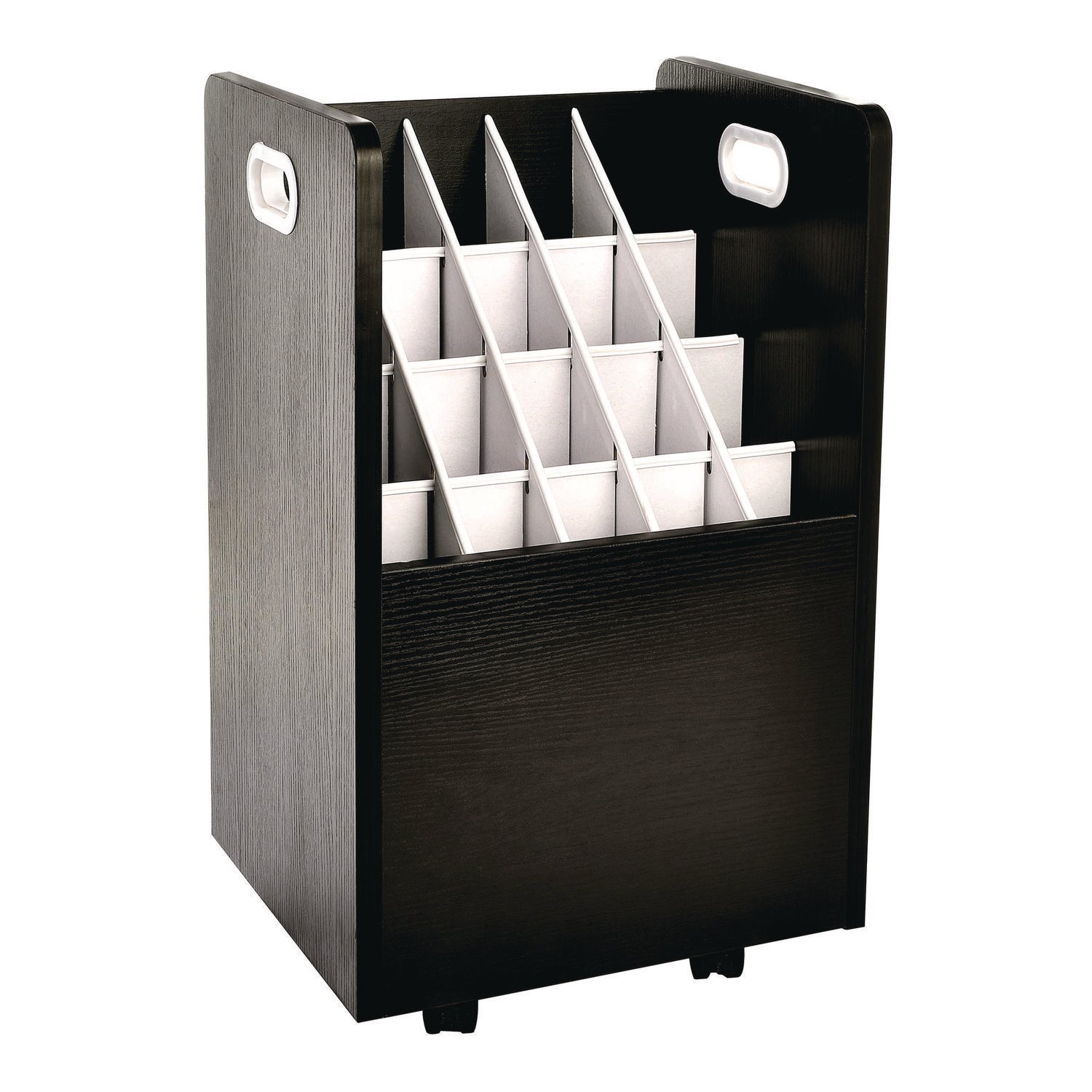 AdirOffice 20-Slot Mobile Rolling Wood Blueprint Storage Cabinet Roll File Large Document Organizer, 15.25 x 13.25 x 24.75, Black