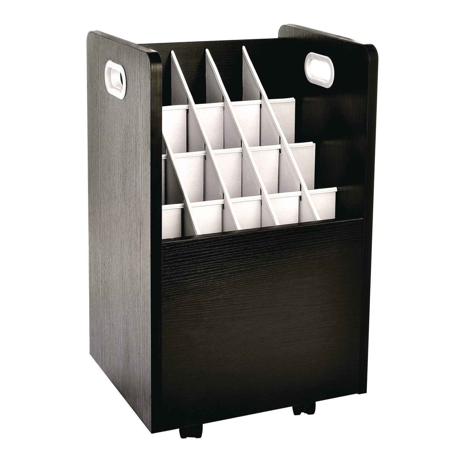 AdirOffice 20-Slot Mobile Rolling Wood Blueprint Storage Cabinet Roll File Large Document Organizer, 15.25 x 13.25 x 24.75, Black