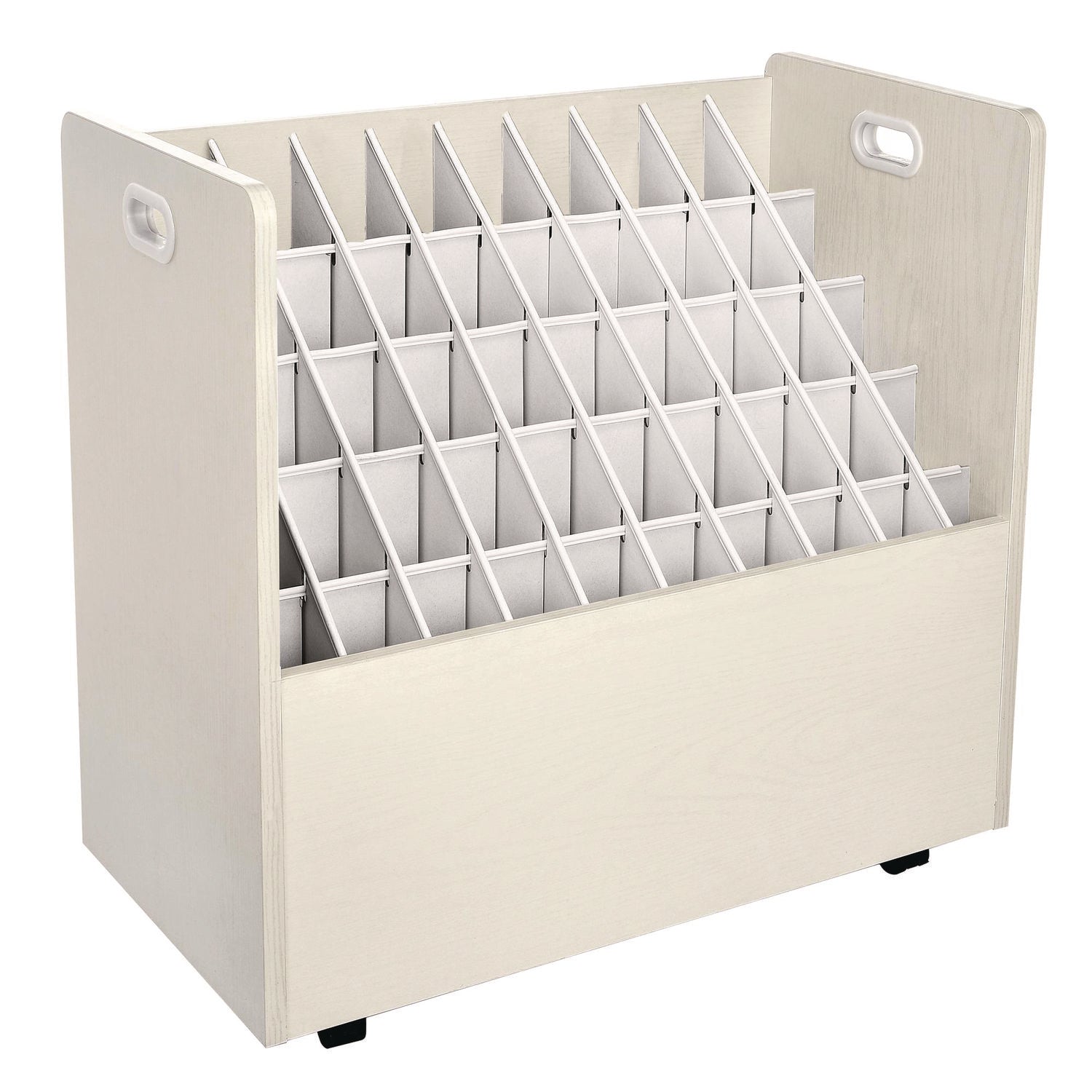 AdirOffice 50-Compartment Mobile Wood Blueprint Rolled File Storage Organizer, 50 Compartments, 30 x 15.75 x 28.5, White