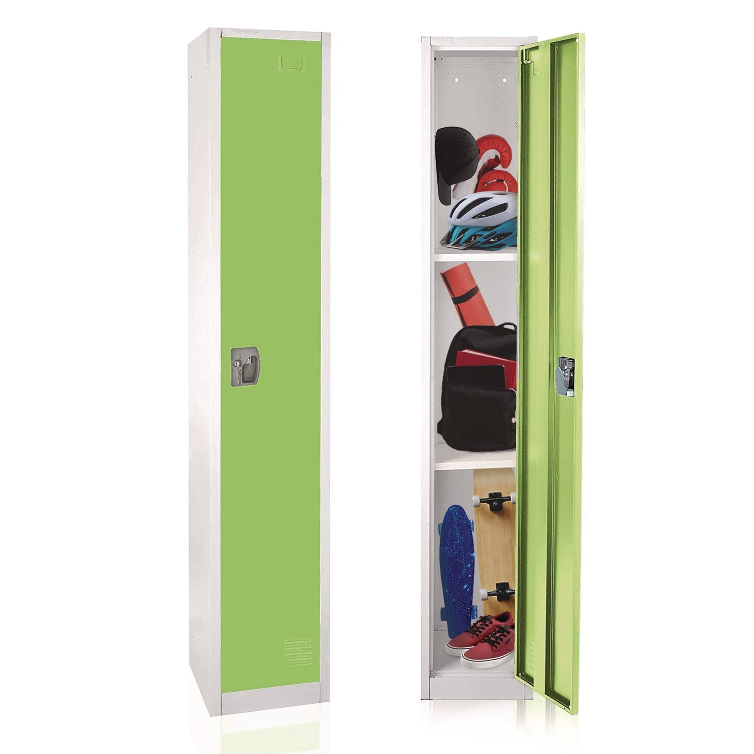 AdirOffice Steel Storage Locker, 1 Compartment, 12 x 12 x 72, Green