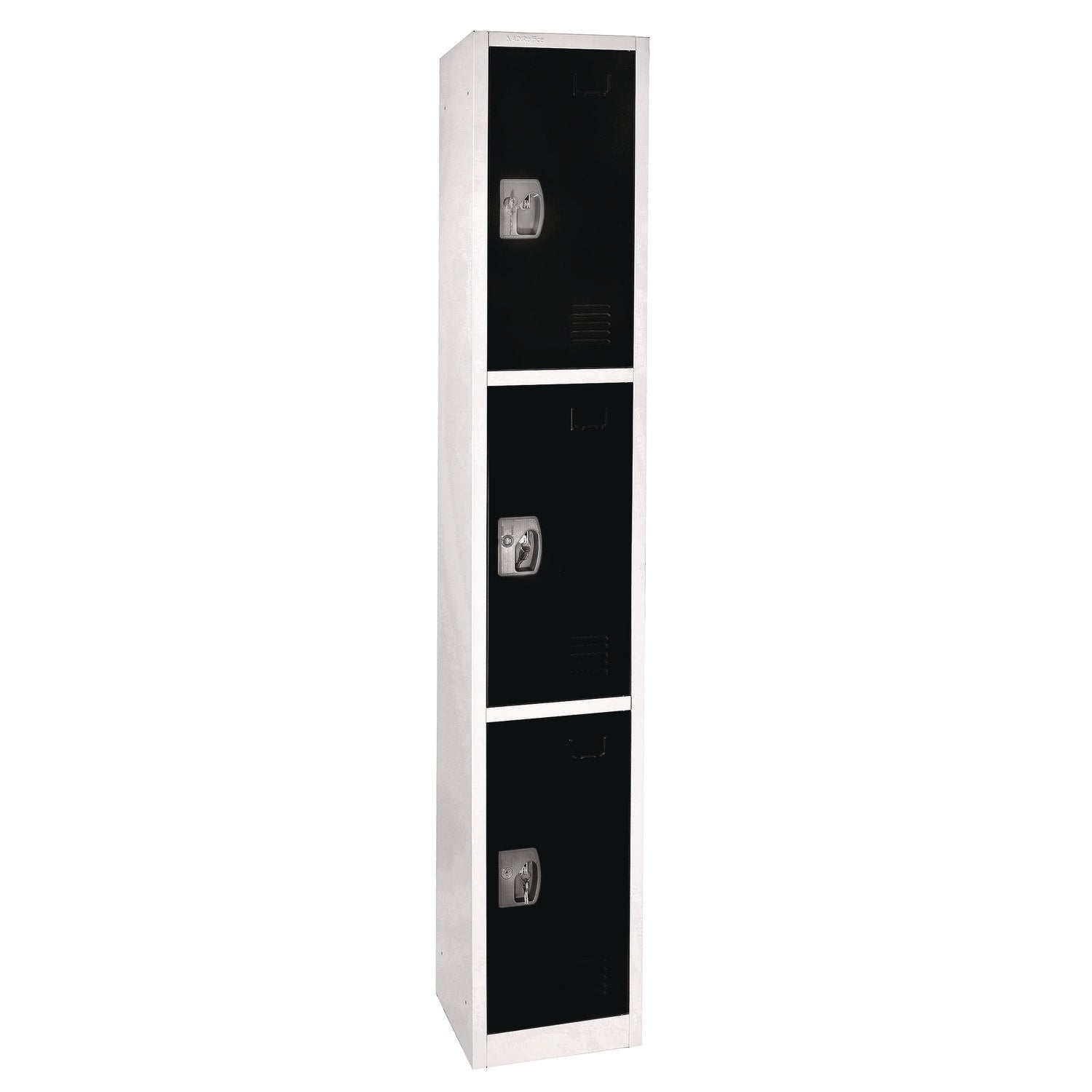 AdirOffice Steel Storage Locker, 3 Compartment, 12 x 12 x 72, Black - Bloom Skins