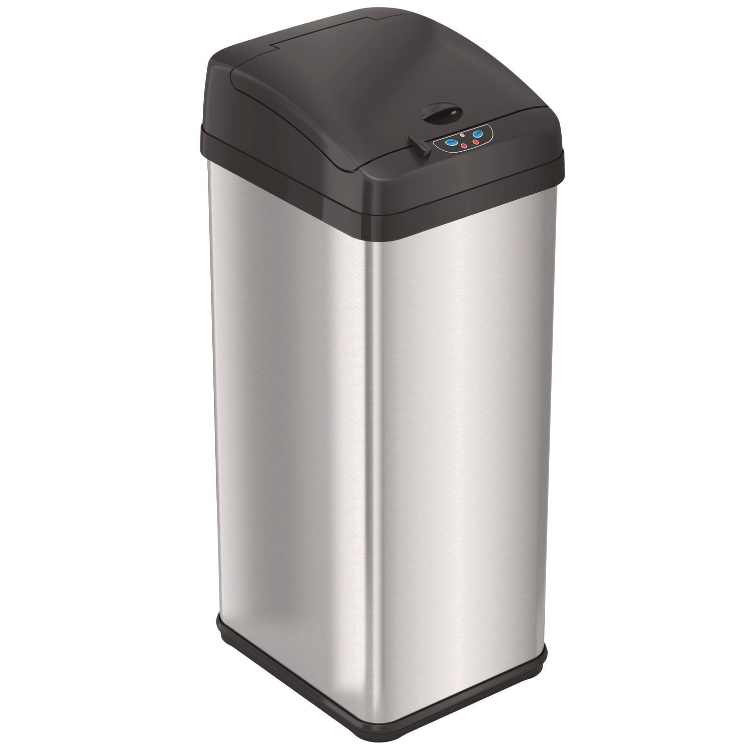 HLS Commercial® Sensor Trash Can, Rectangular, 13 gal, Plastic/Stainless Steel, Silver