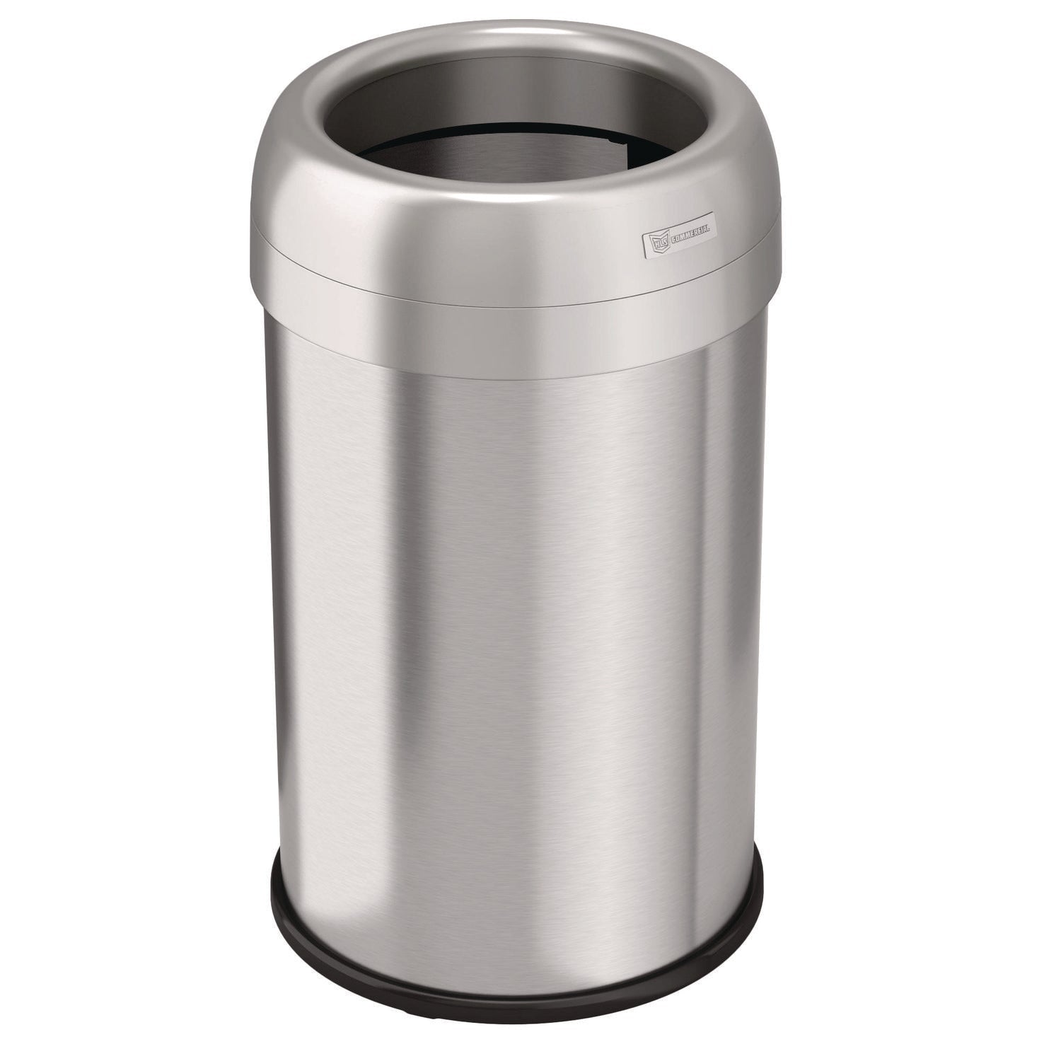 HLS Commercial® Open Top Trash Can, 13 gal, Plastic/Stainless Steel, Silver