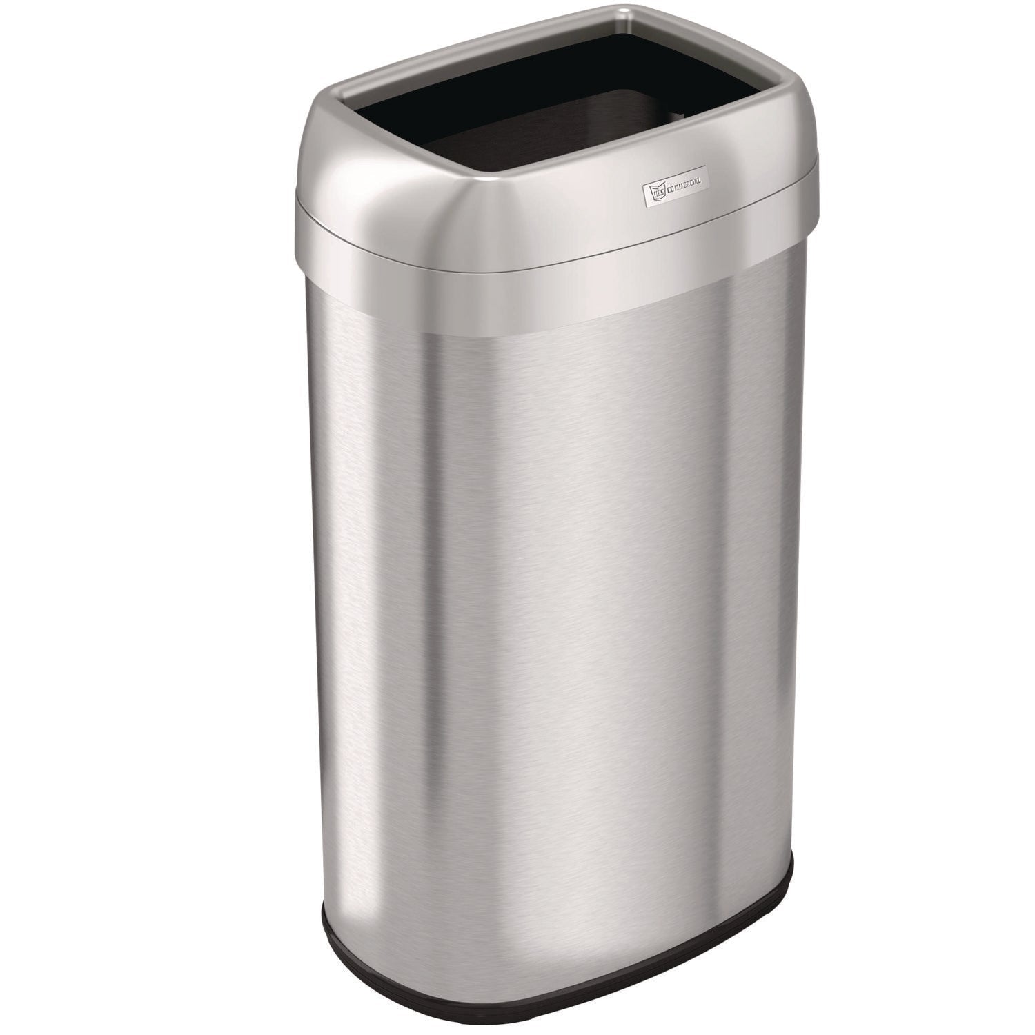 HLS Commercial® Open Top Trash Can, Oval, 16 gal, Plastic/Stainless Steel, Silver