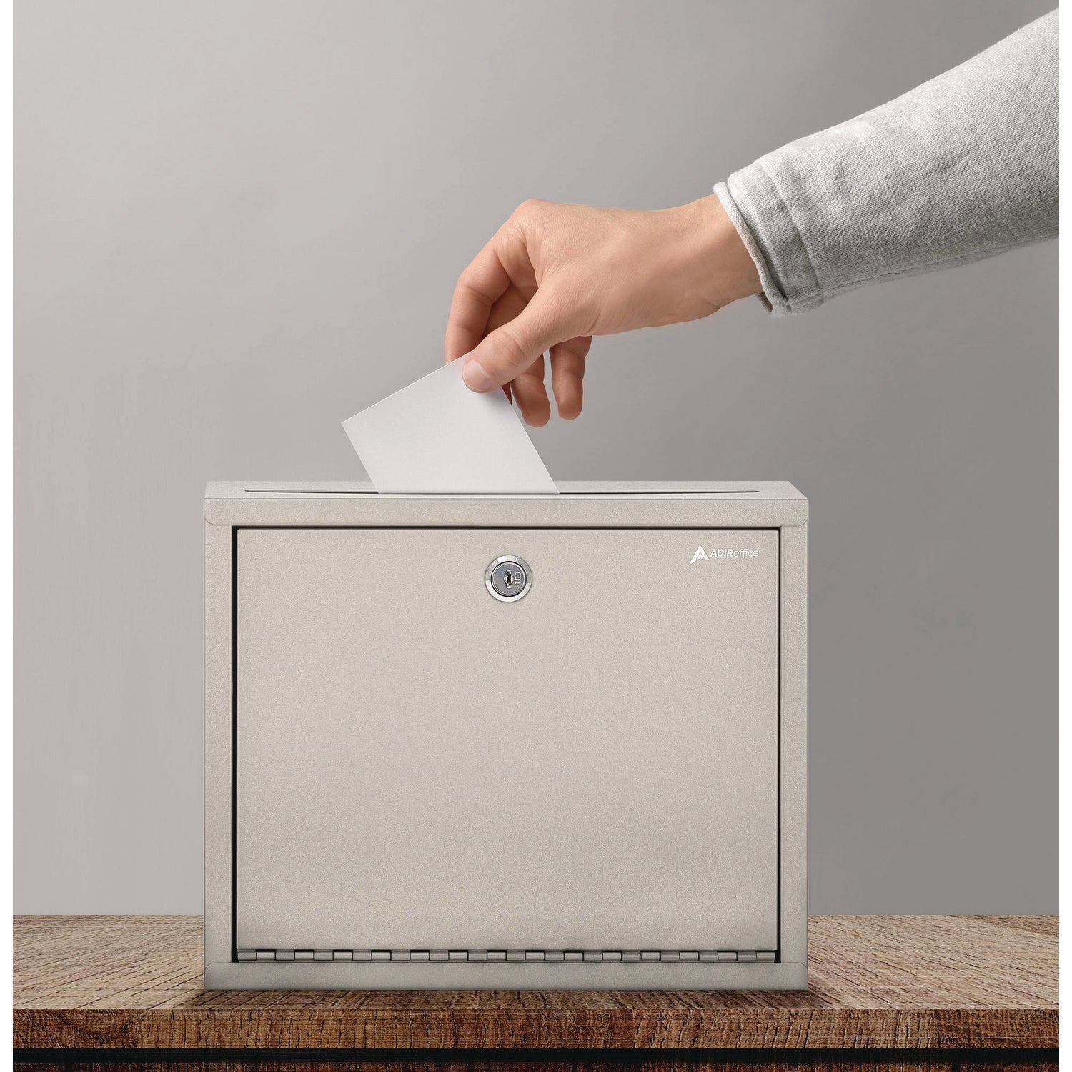 AdirOffice Large Size Steel Multi-Purpose Secure Drop Box, 12 x 3 x 10, Beige