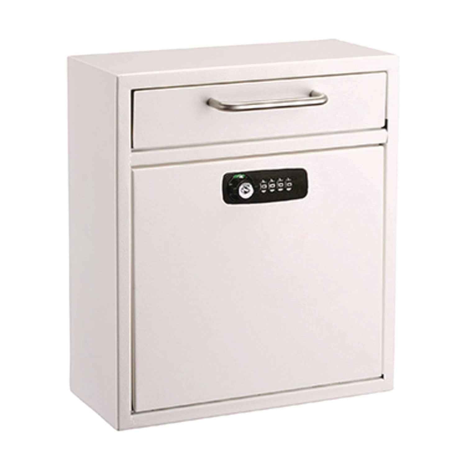 AdirOffice Medium Secure Drop Box Wall Mounted Locking Mail Box with Key and Combination Lock, 10.51 x 4.72 x 12, White