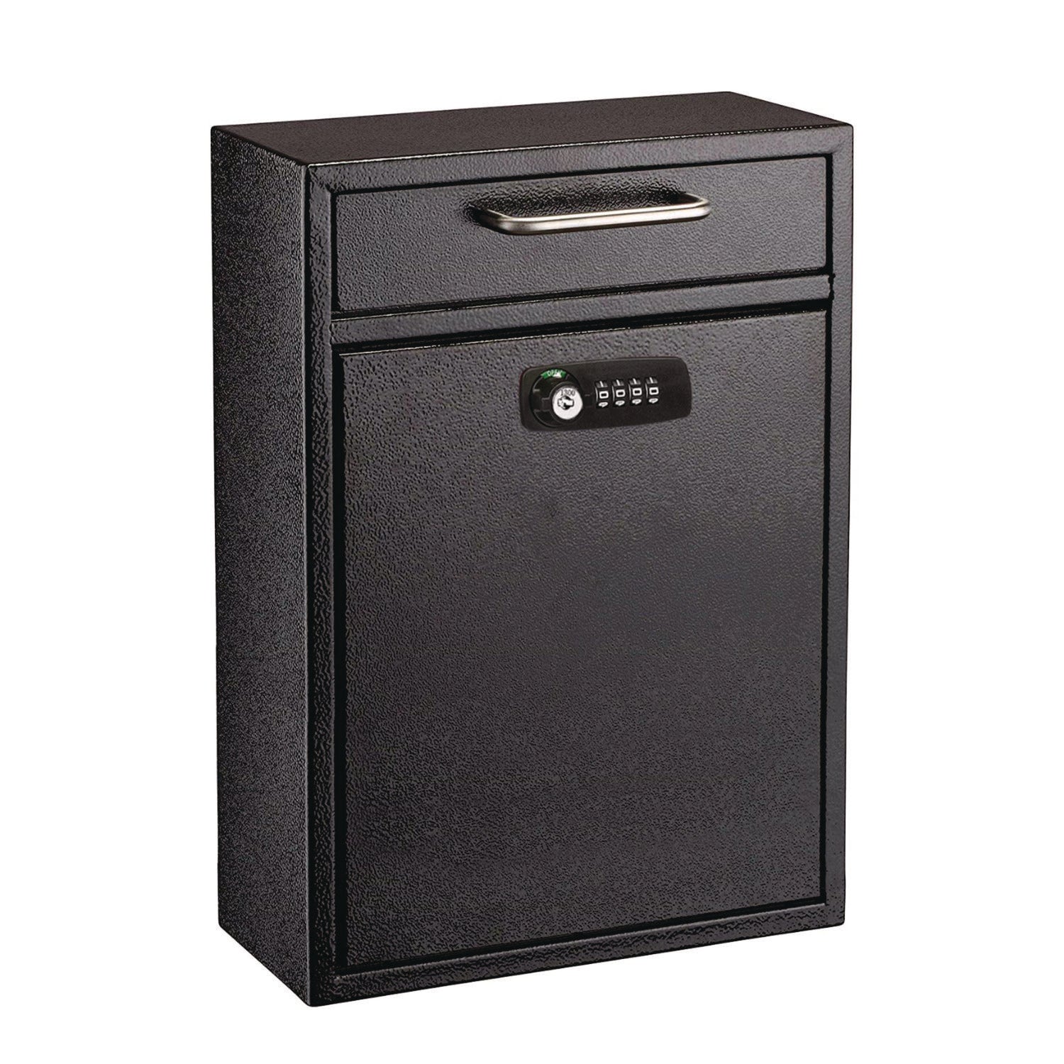 AdirOffice Large Secure Drop Box Wall Mounted Locking Mail Box with Key and Combination lock, 11.2 x 4.7 x 16.2, Black