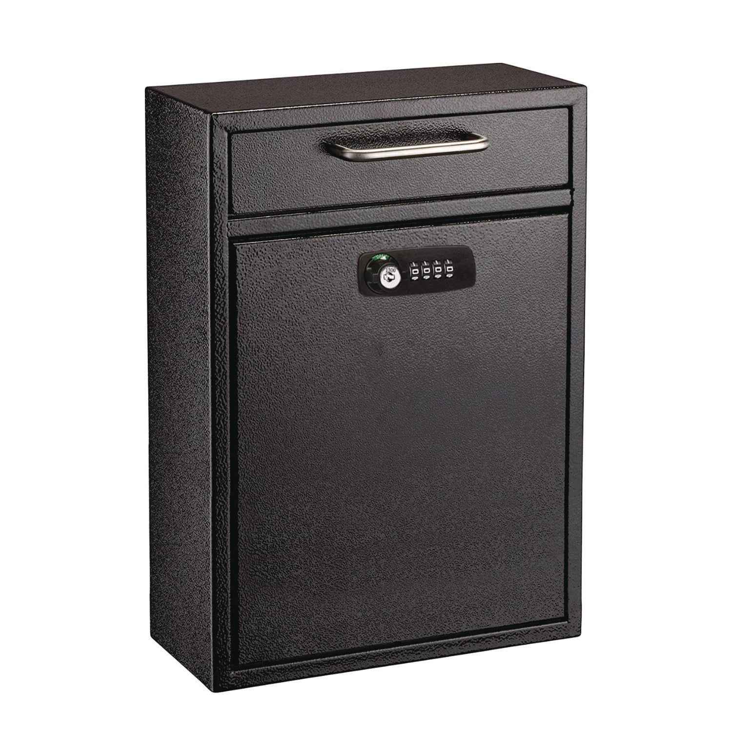 AdirOffice Large Secure Drop Box Wall Mounted Locking Mail Box with Key and Combination lock, 11.2 x 4.7 x 16.2, Black